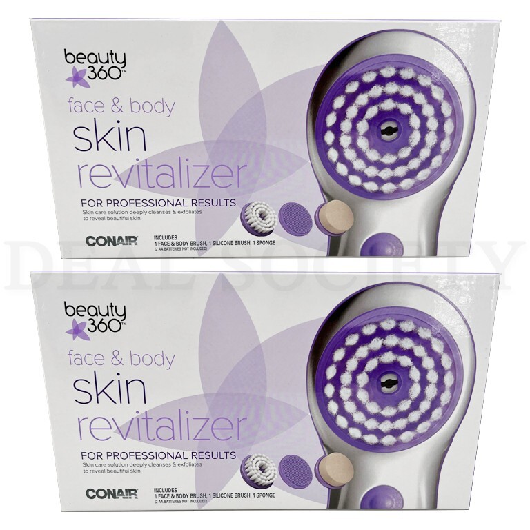 Lot of 2 – Battery Powered Waterproof Face Body Cleansing Exfoliating 3 Brushes