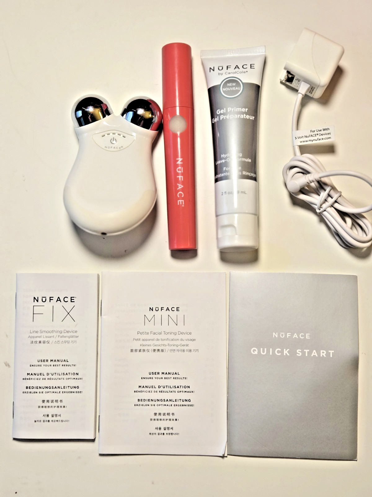 NuFace Mini and Fix Toning Starter Kit with Manuals Box Power Adapter