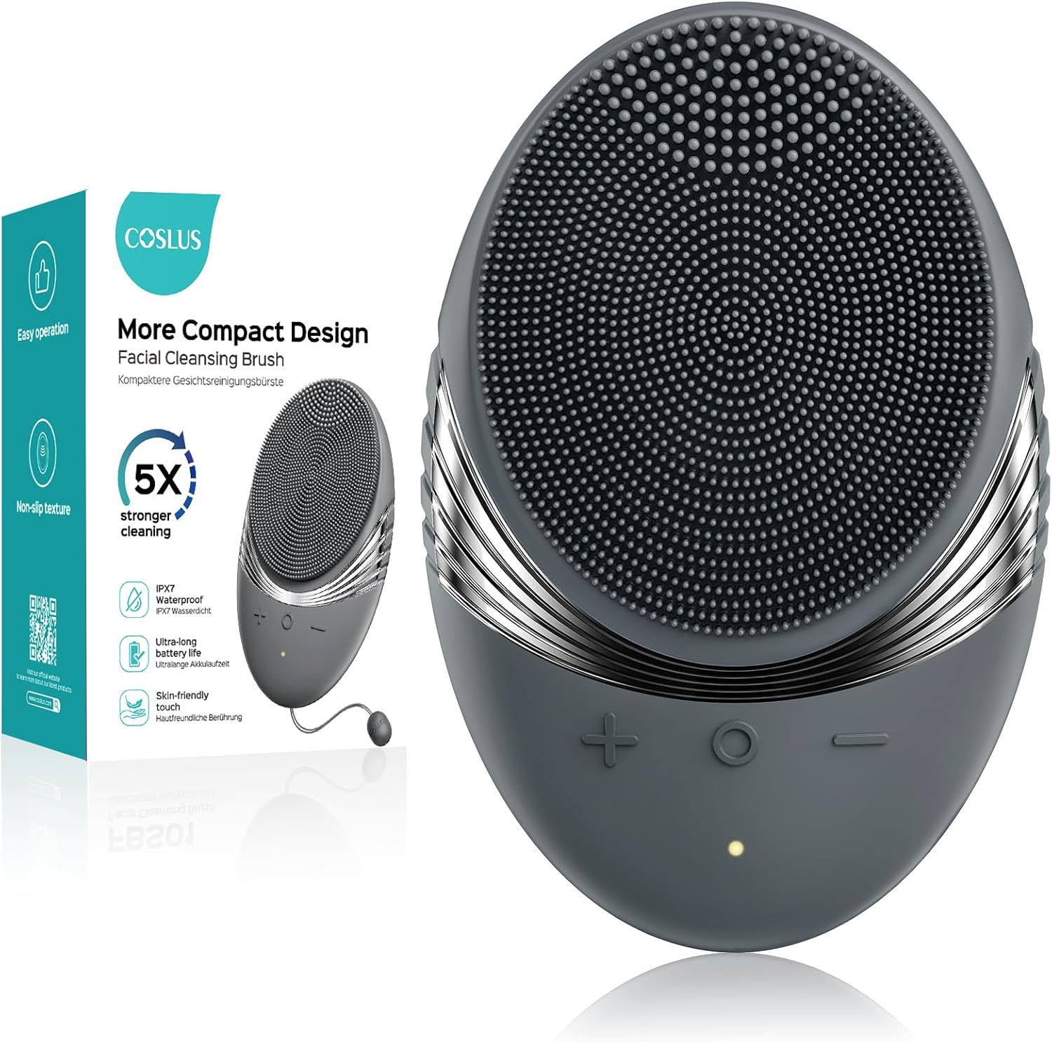 FBS01 Facial Cleansing Brush Face Scrubber: Portable Silicone Waterproof Recharg