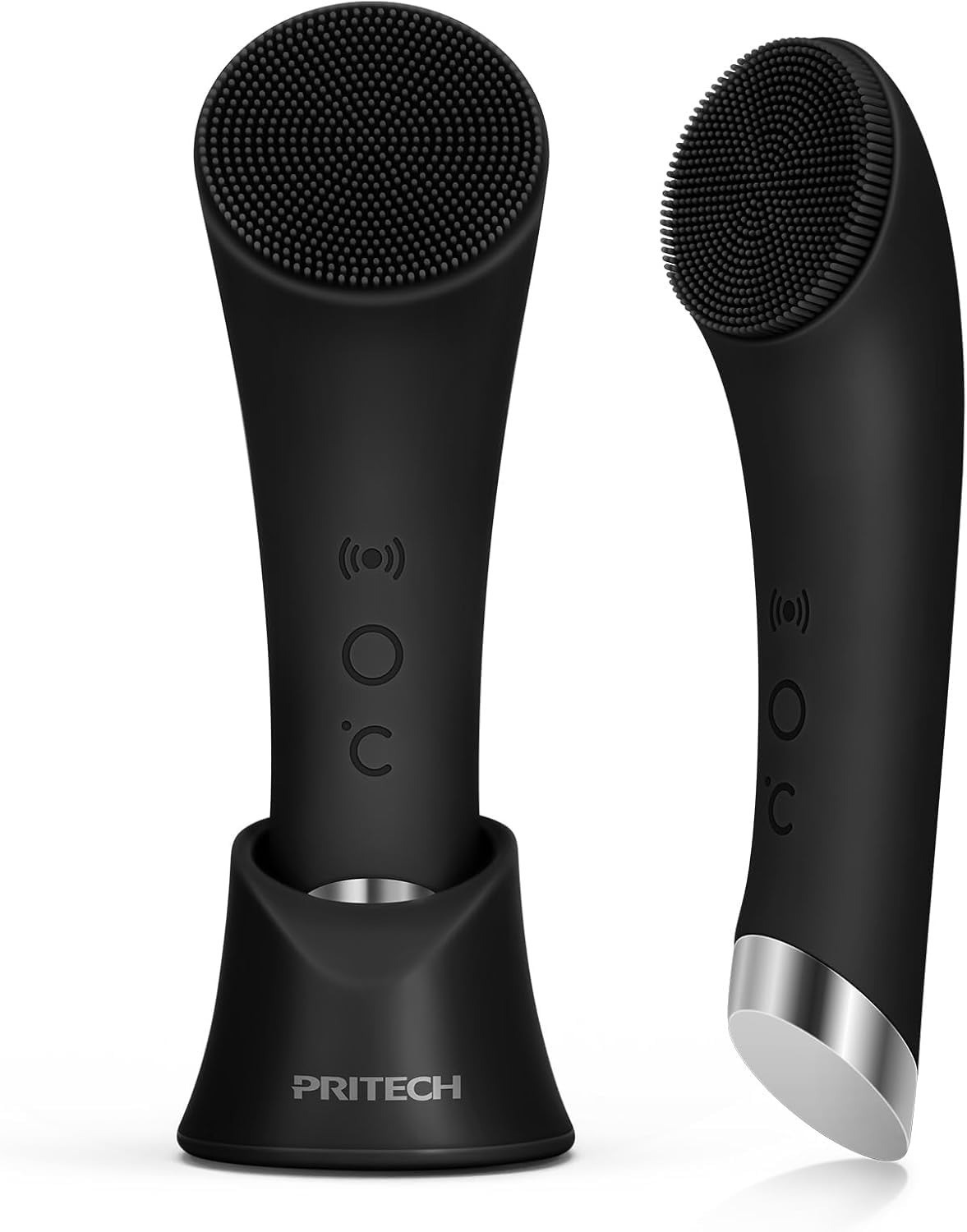 PRITECH Rechargeable Silicone Facial Cleansing Brush with Heat Massage