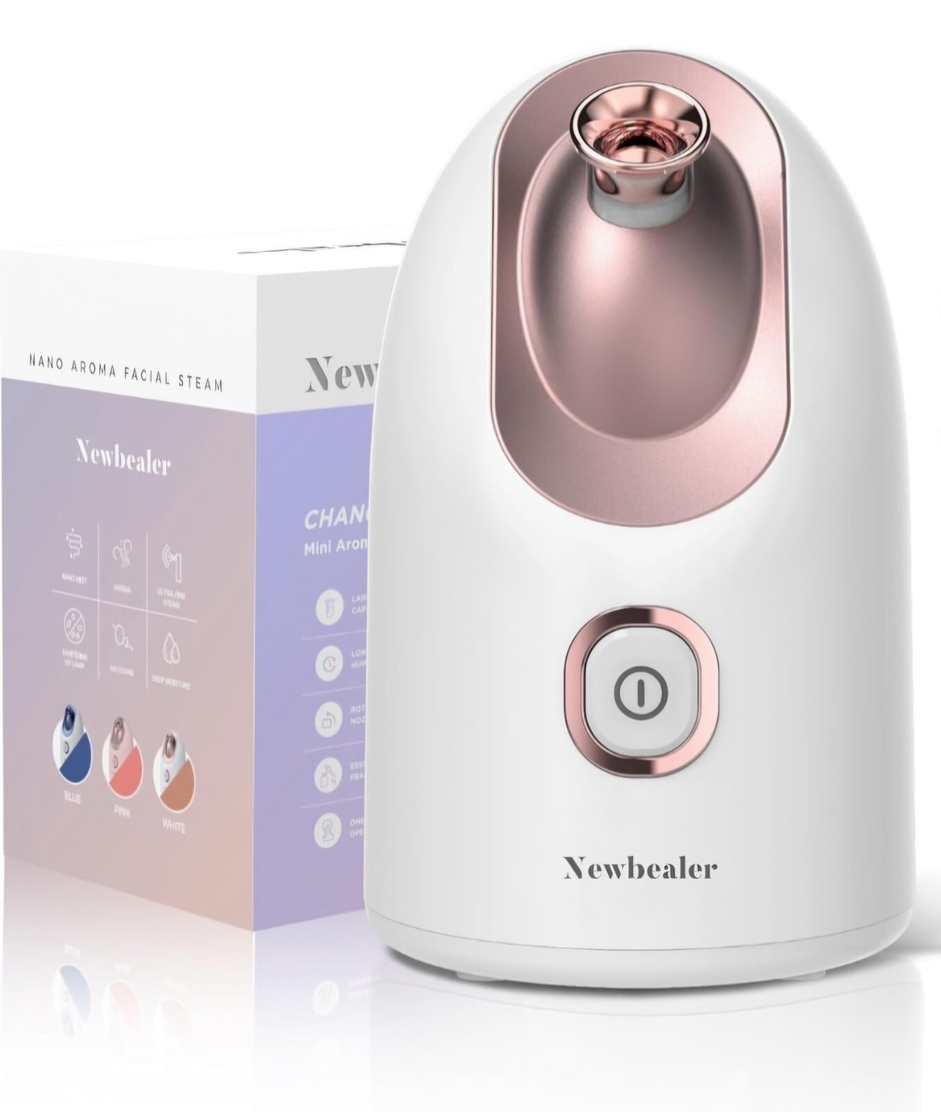 Newbealer Mini Aroma Face Steamer, Nano Ionic Hot Mist Humidifier, New Open-box