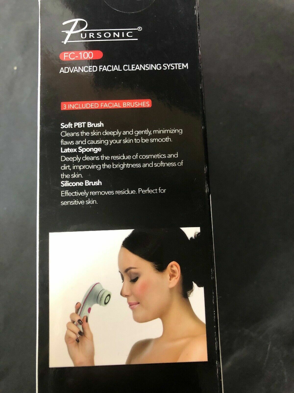 Pursonic Portable Facial Cleansing Brush Massager Combo Kit 2 speed 3 attachment