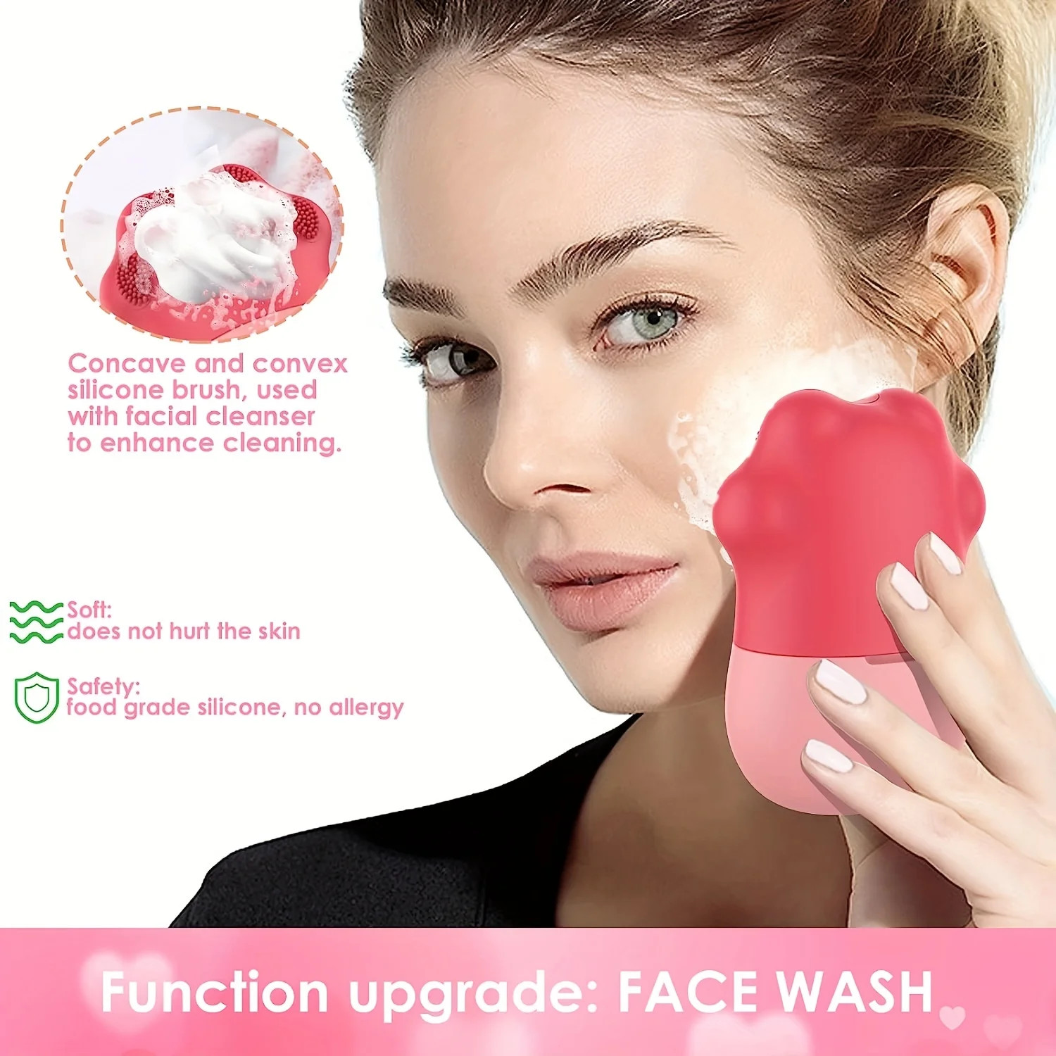 Ice Roller for Face Puffiness Dark Circles + Silicone Facial Cleansing Brush