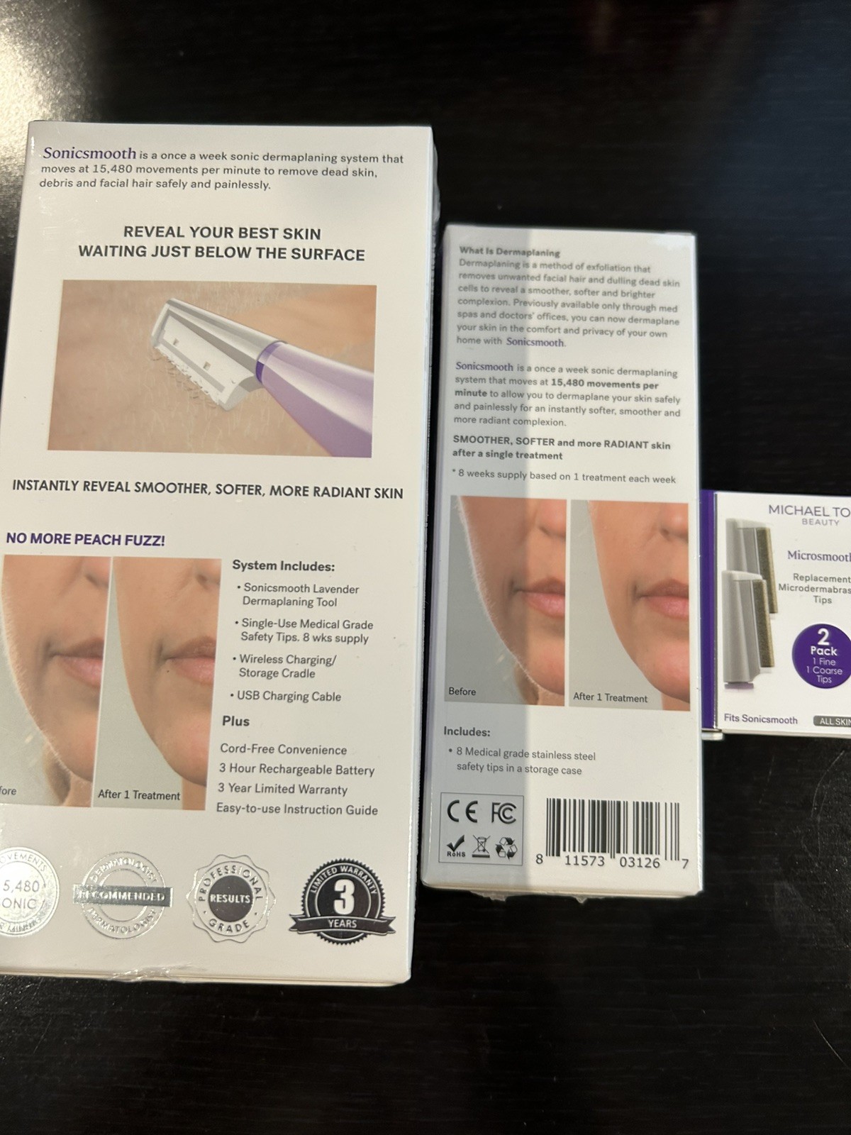 Michael Todd Sonicsmooth Dermaplaning System/8 pack safety tip kit/micro smooth