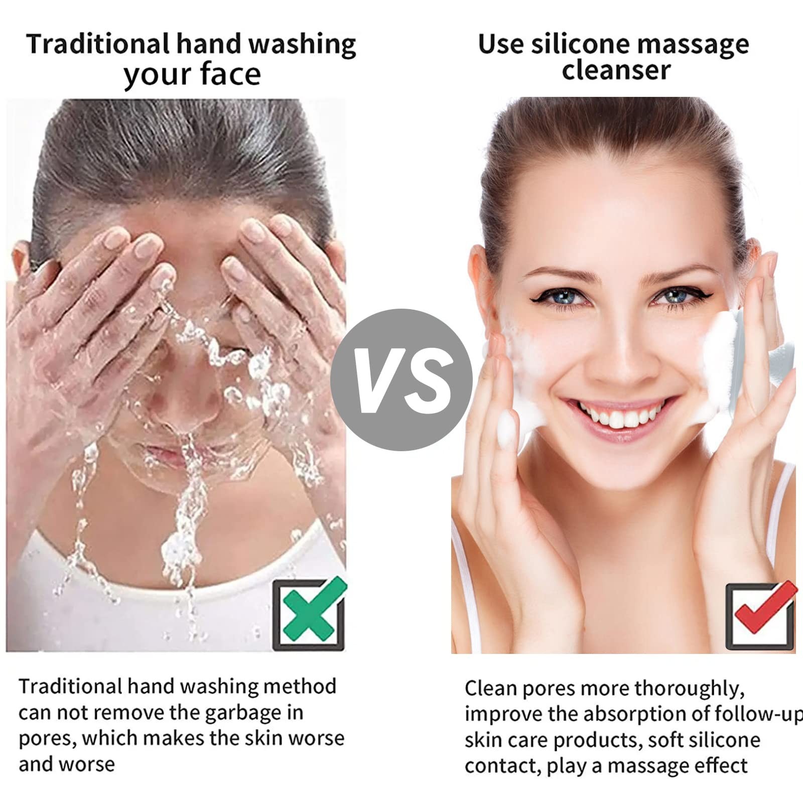 Silicone Face Scrubber for Men Facial Cleansing 1 Count (Pack of 1), White