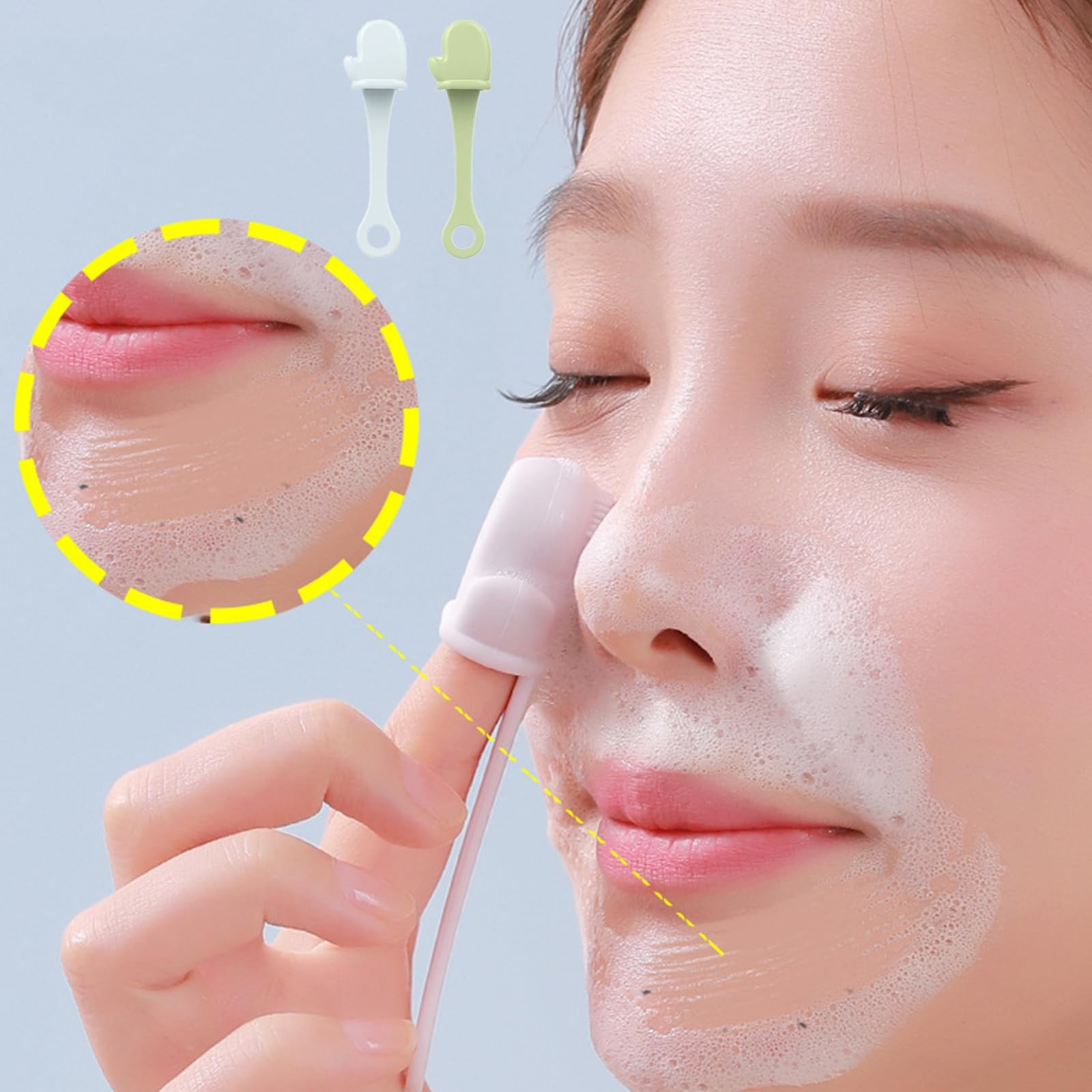 Facial Cleansing Brush, 2 Pcs Silicone Face Scrubber for General, Blue Green