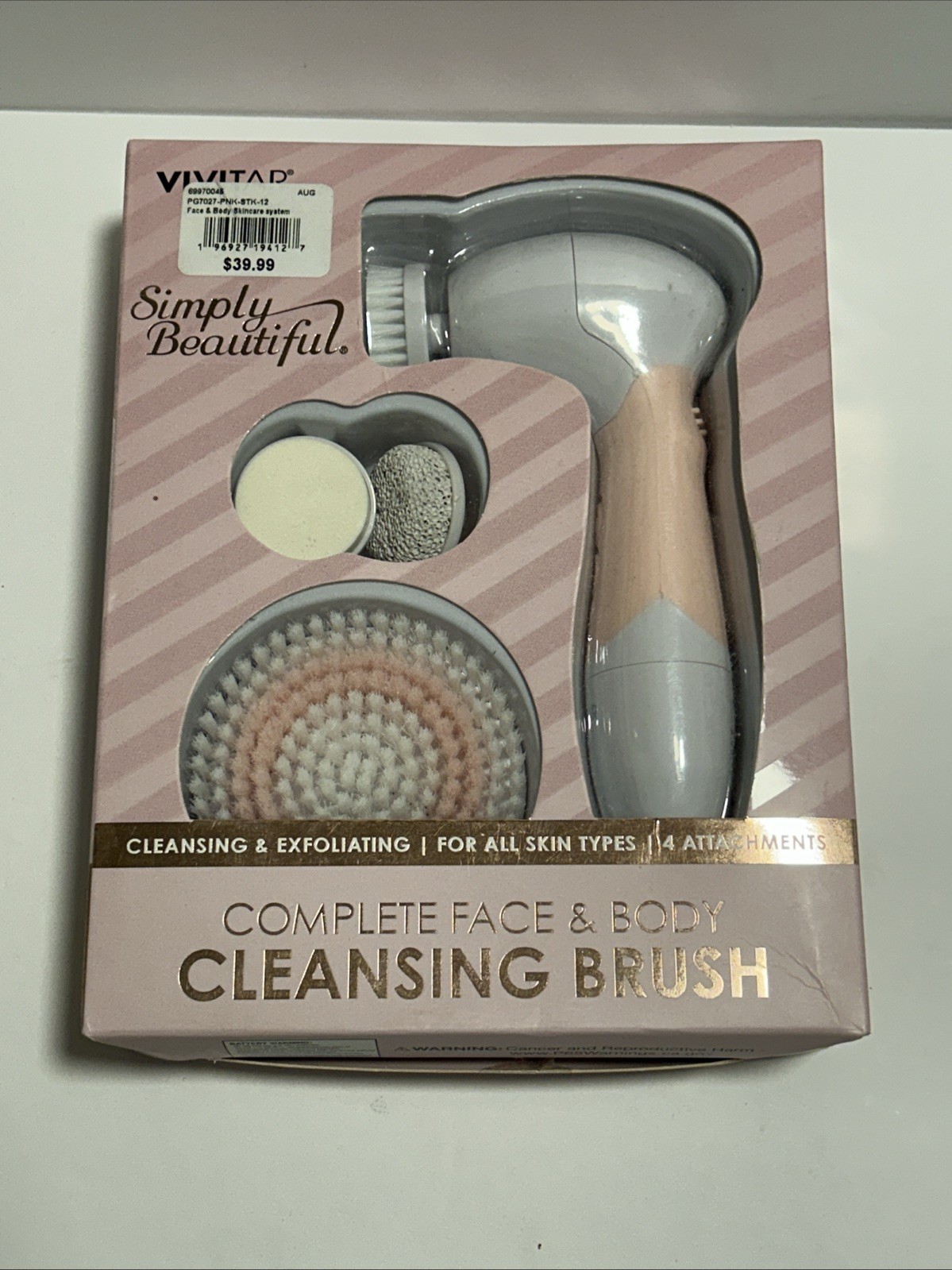 Vivitar Simply Beautiful Complete Face & Body Cleansing Brush NEW in Package