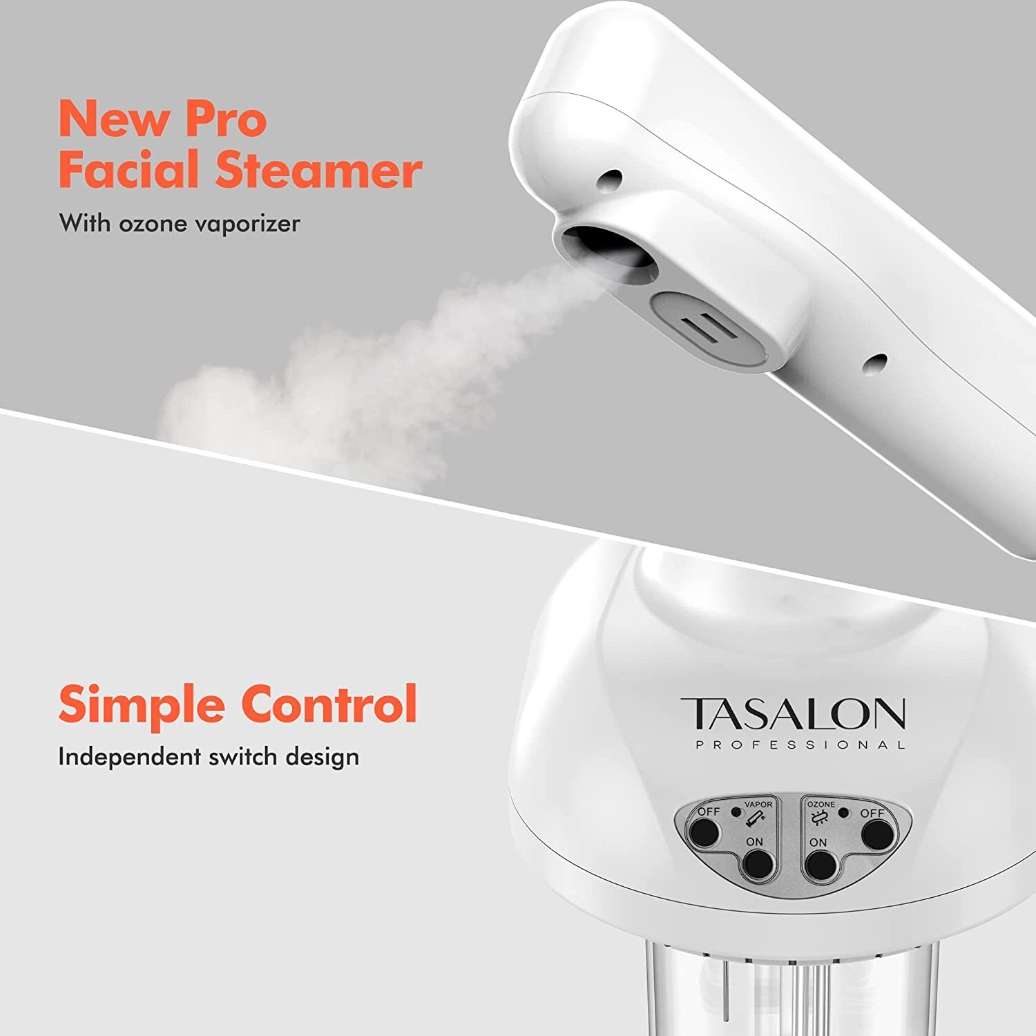 TASALON Facial Steamer on Wheels. Face Steamer kit for Home, Spa, Beauty Clinic.