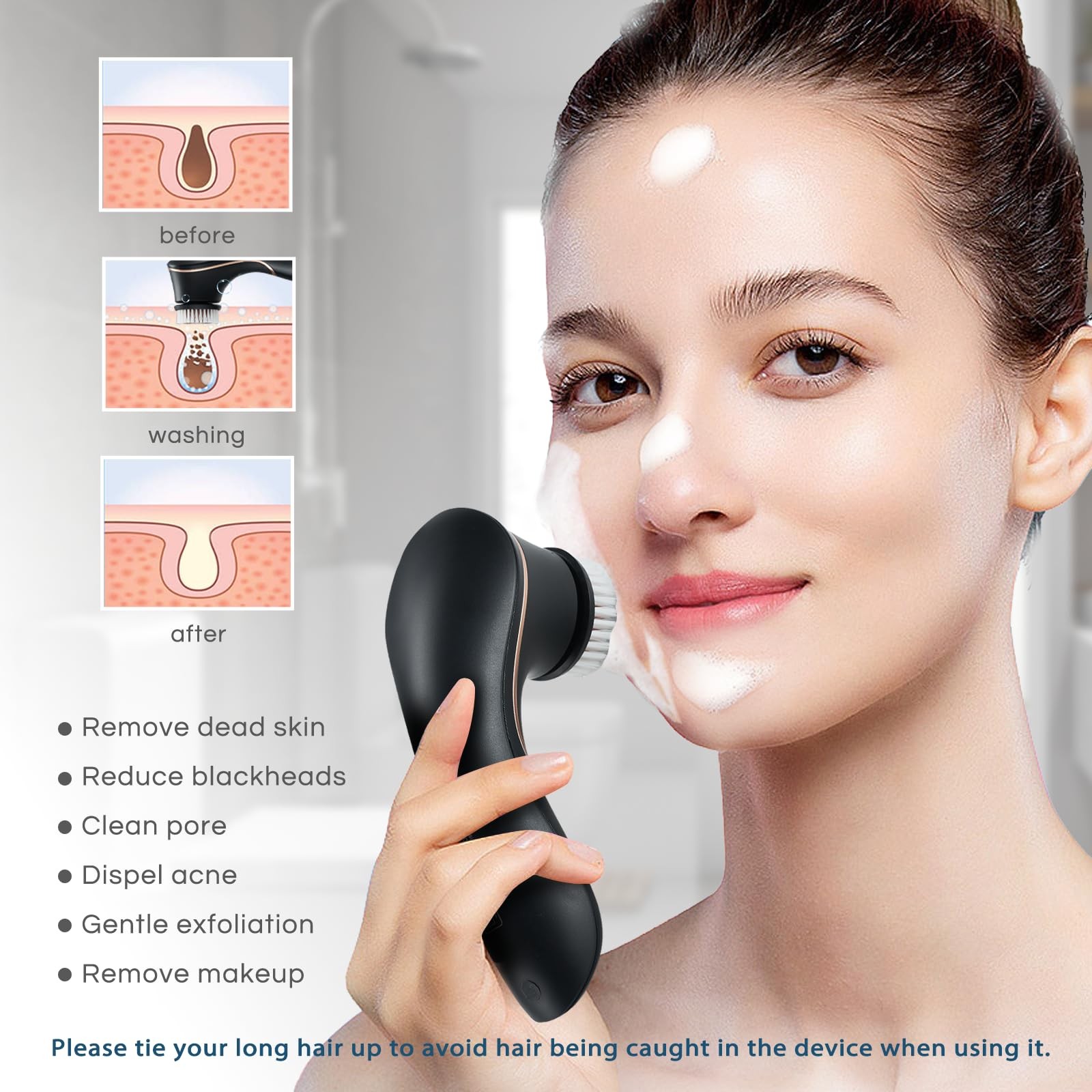 Facial Cleansing Brush, Electric Face Scrubber Rechargeable Exfoliator IPX7 W…