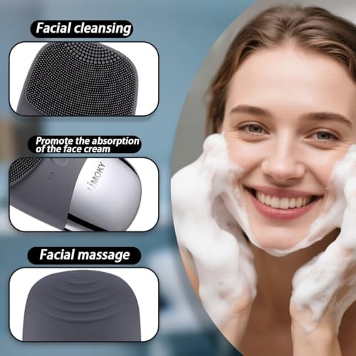 3-in-1 Electric Facial Cleansing Brush – Waterproof Silicone Scrubber, USB Recha