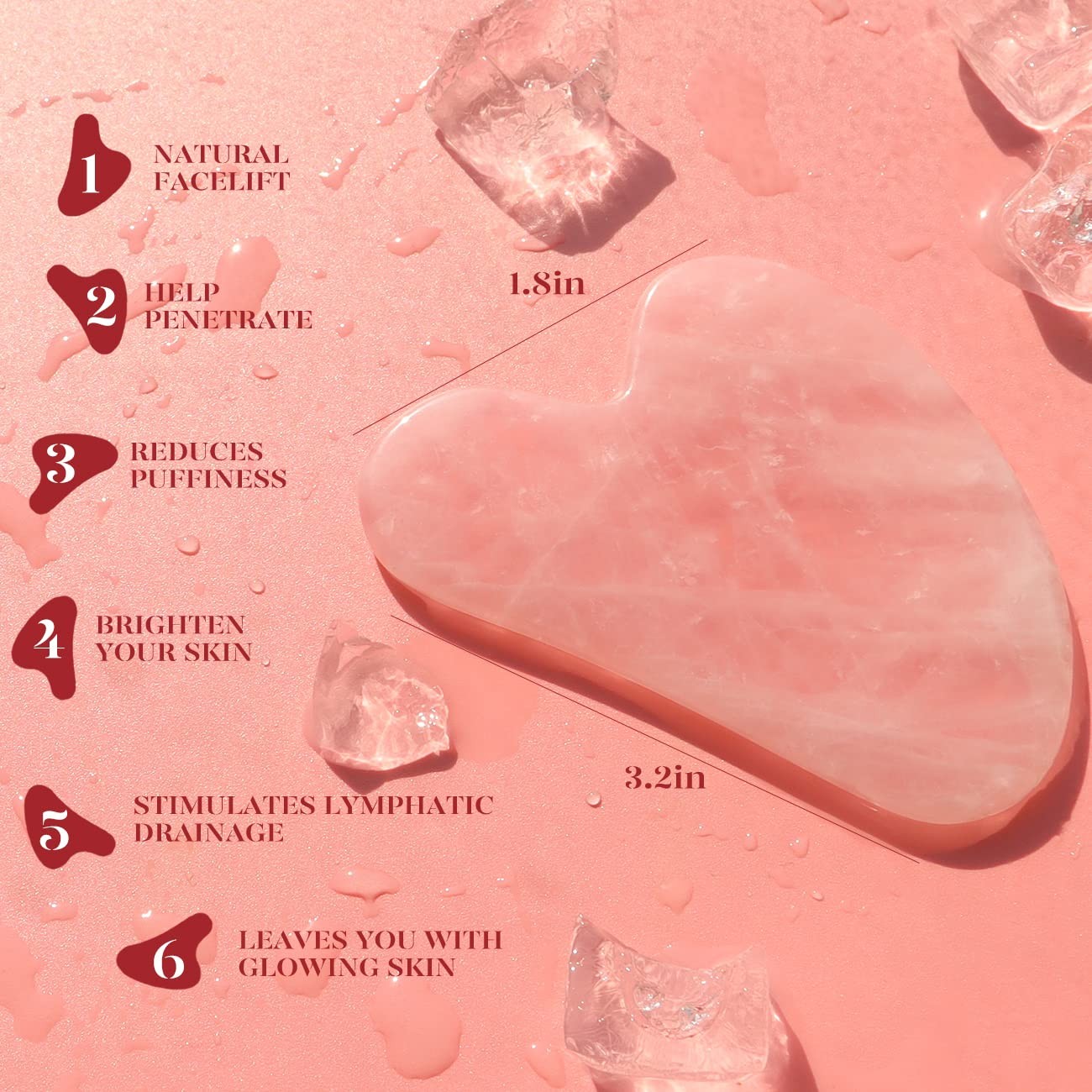 BAIMEI IcyMe Gua Sha Facial Tool for Self Care, 1 Count (Pack of 1), Pink