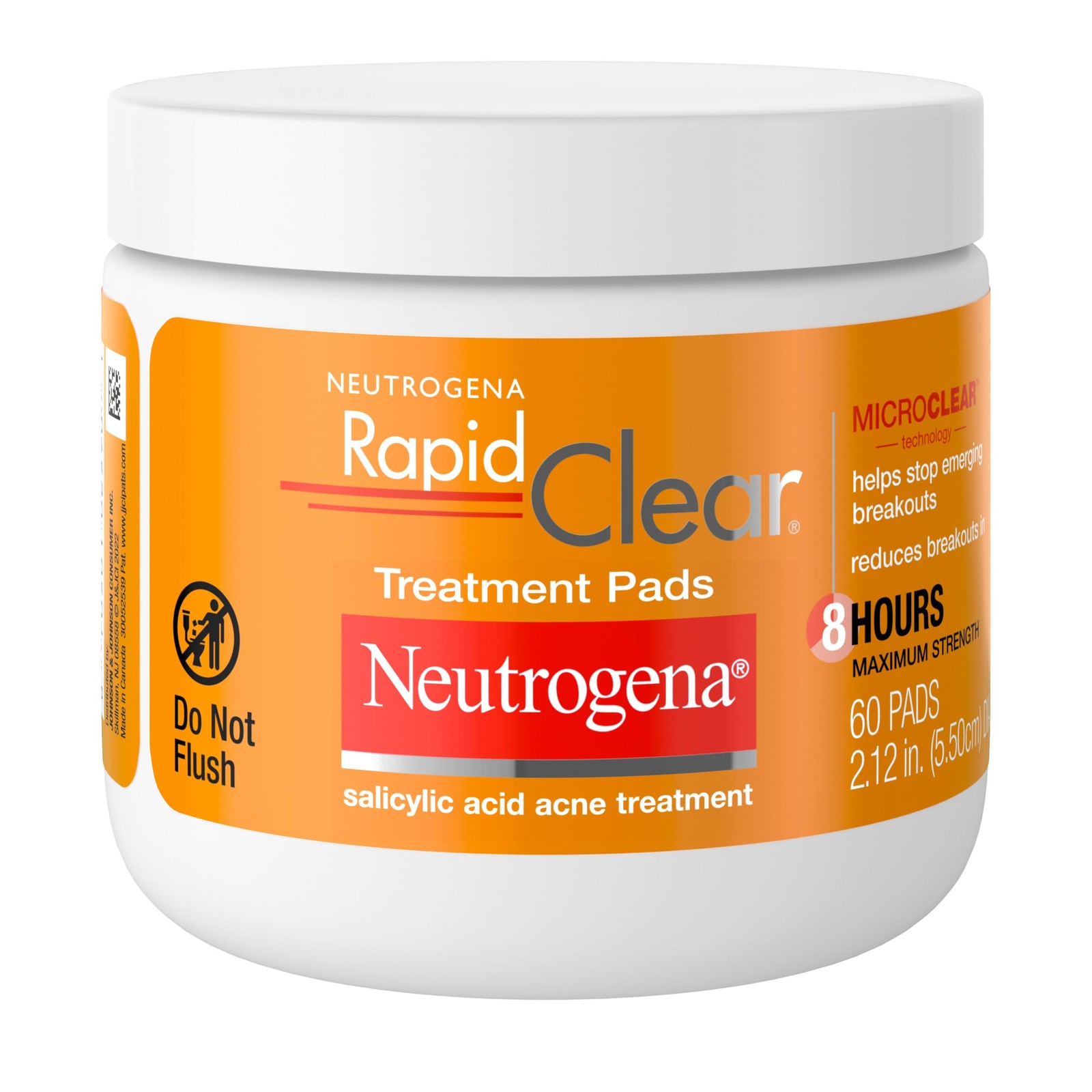Neutrogena Rapid Clear Acne Treatment Pads with 60 Count (Pack of 1), WHITE