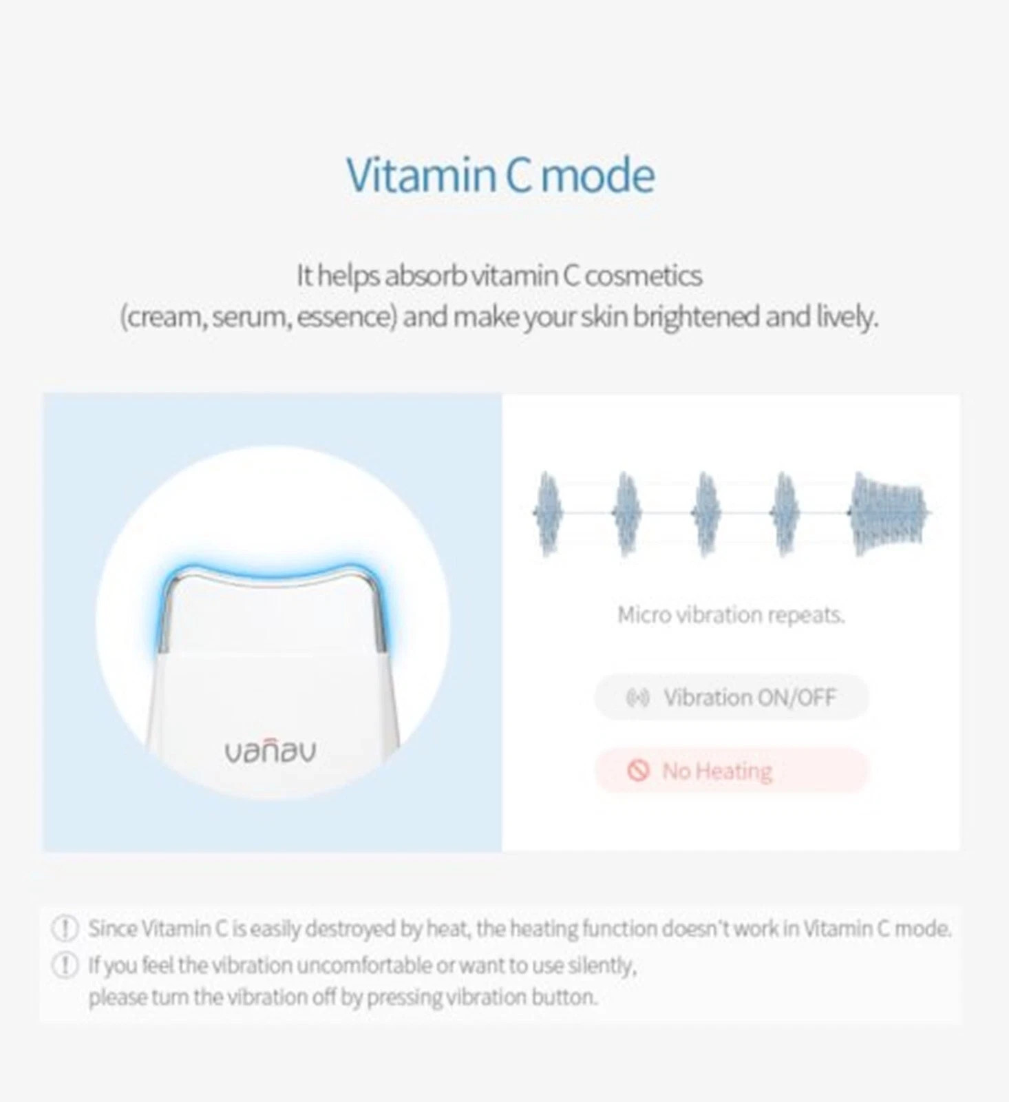 VANAV Skin Beam Galvanic LED Neck Facial Massager Gua Sha Head SKB1000