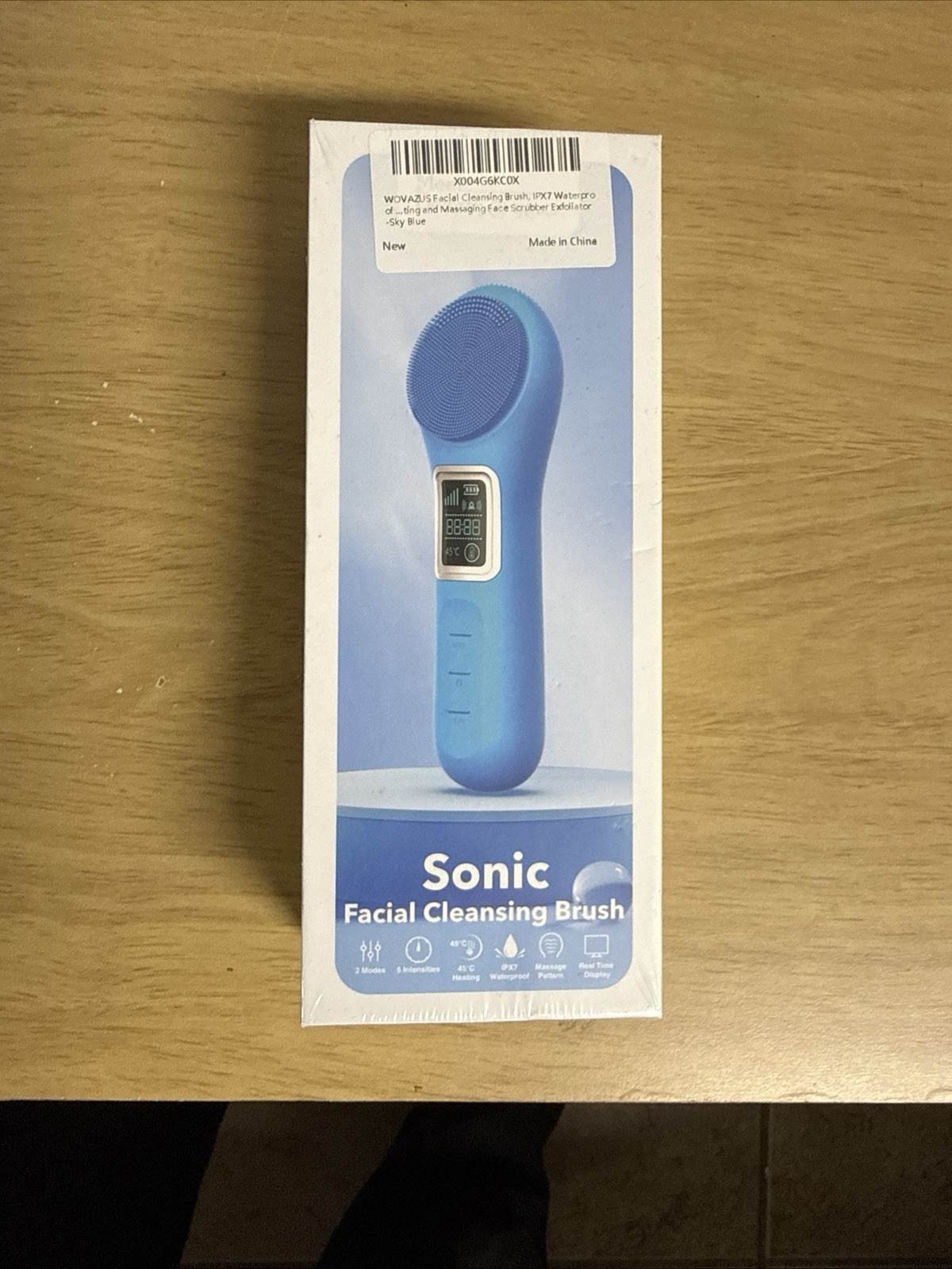 Sonic Waterproof Rechargeable Facial Cleansing Brush Blue Heating Display