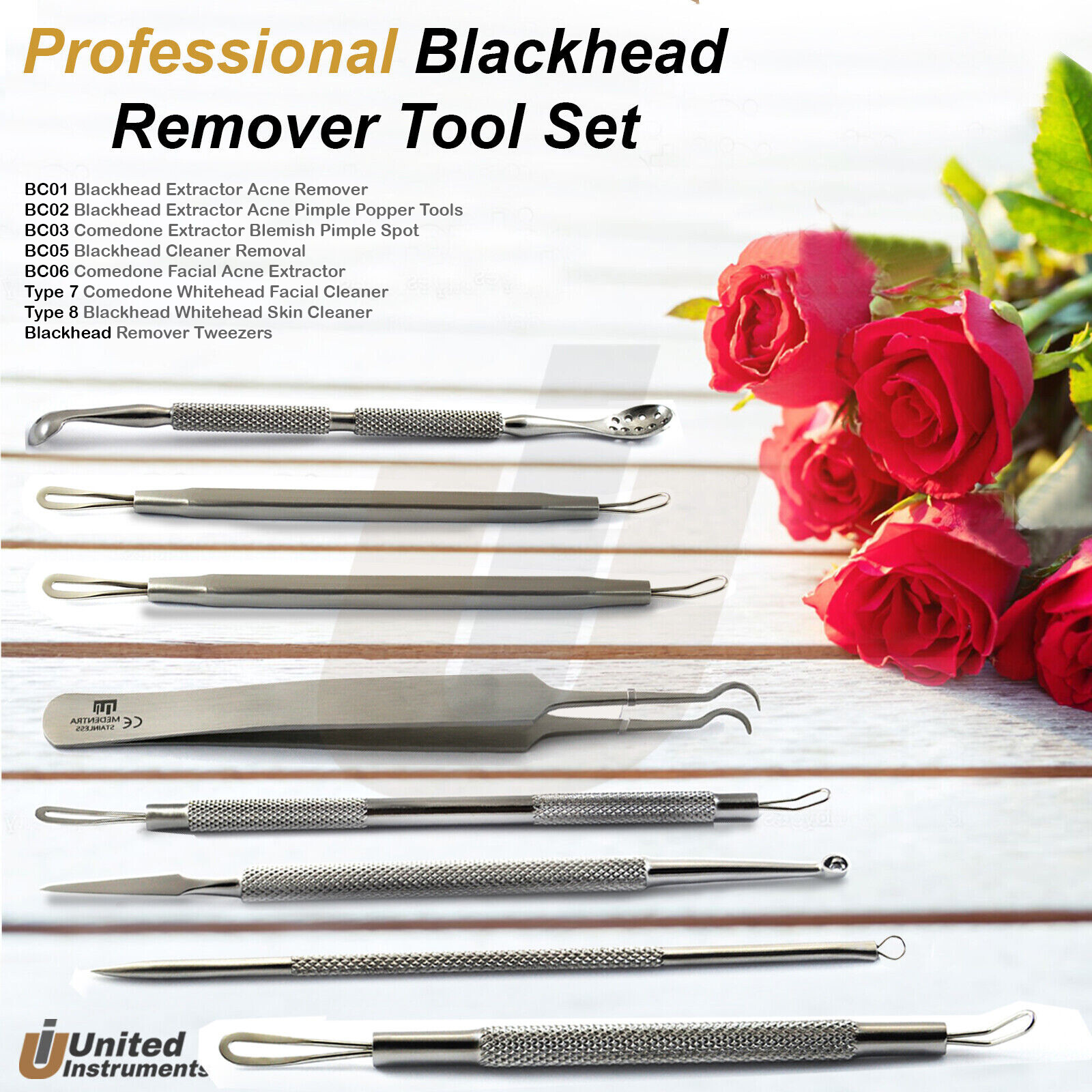 Blackhead Remover Kit Facial Spot Acne Tweezer Pimple Blemish Needle Extractors