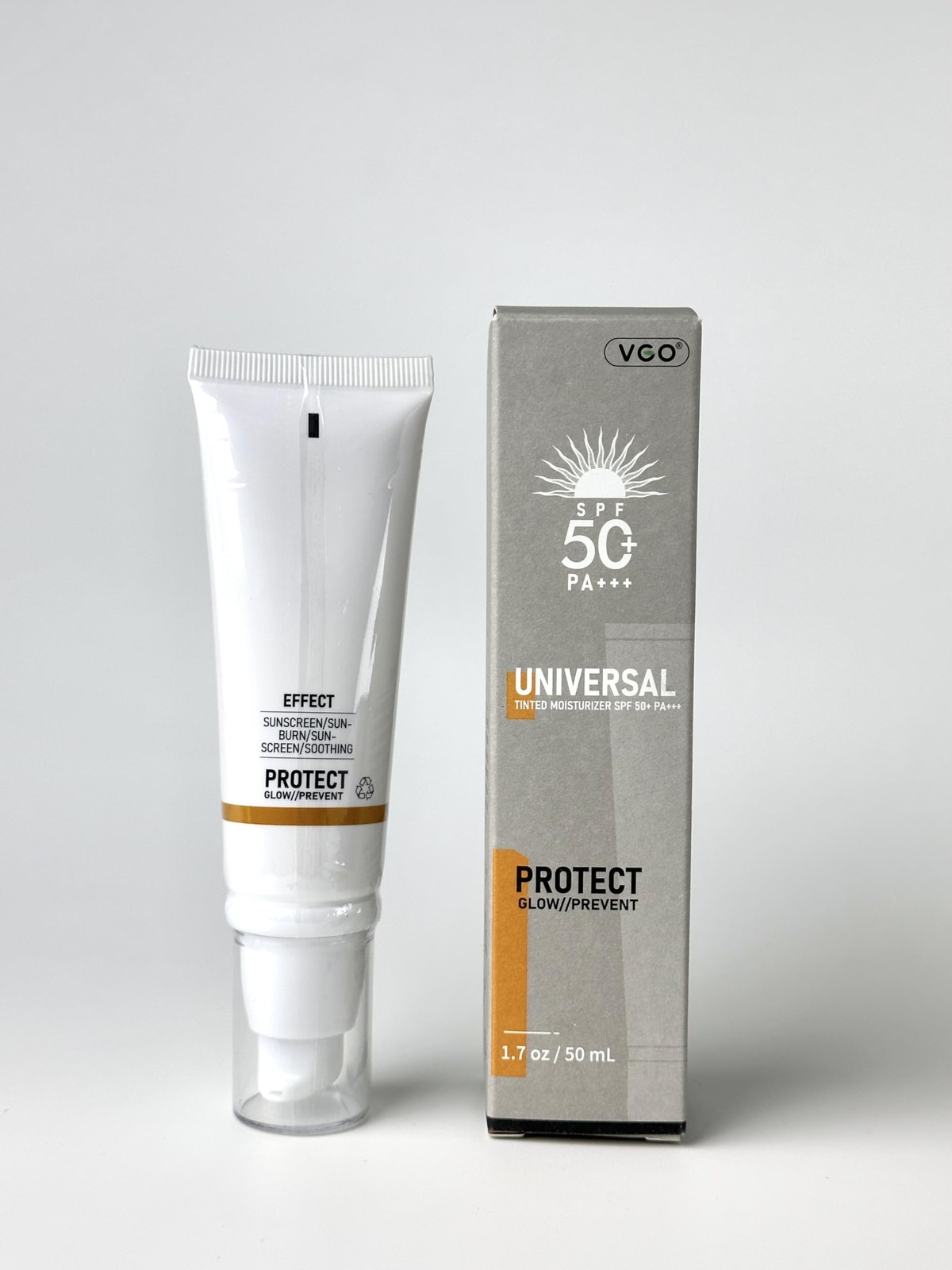 VGO Tinted Sunscreen for Face SPF 50, Hydrating 1.7 Fl Oz (Pack of 1), Light