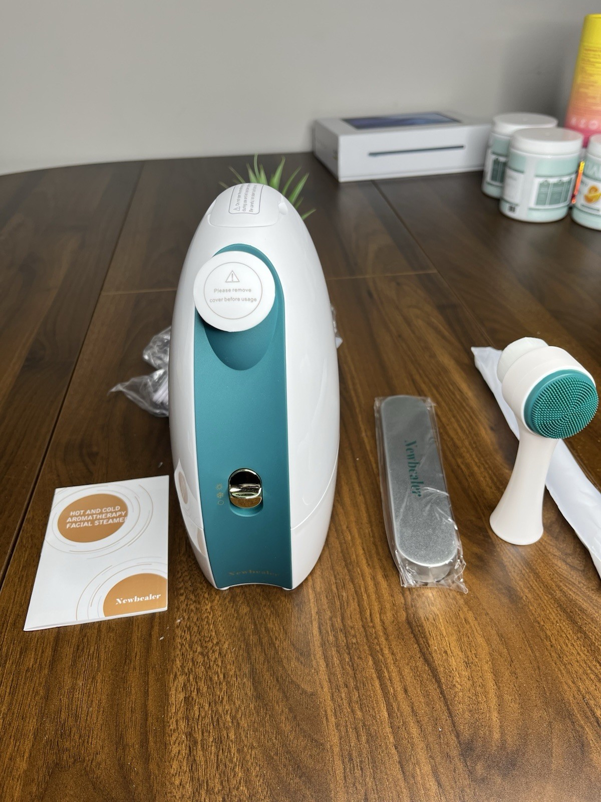 Newbealer Hot & Cold Facial Steamer for Clogged Pores w/ Brush & Accessories