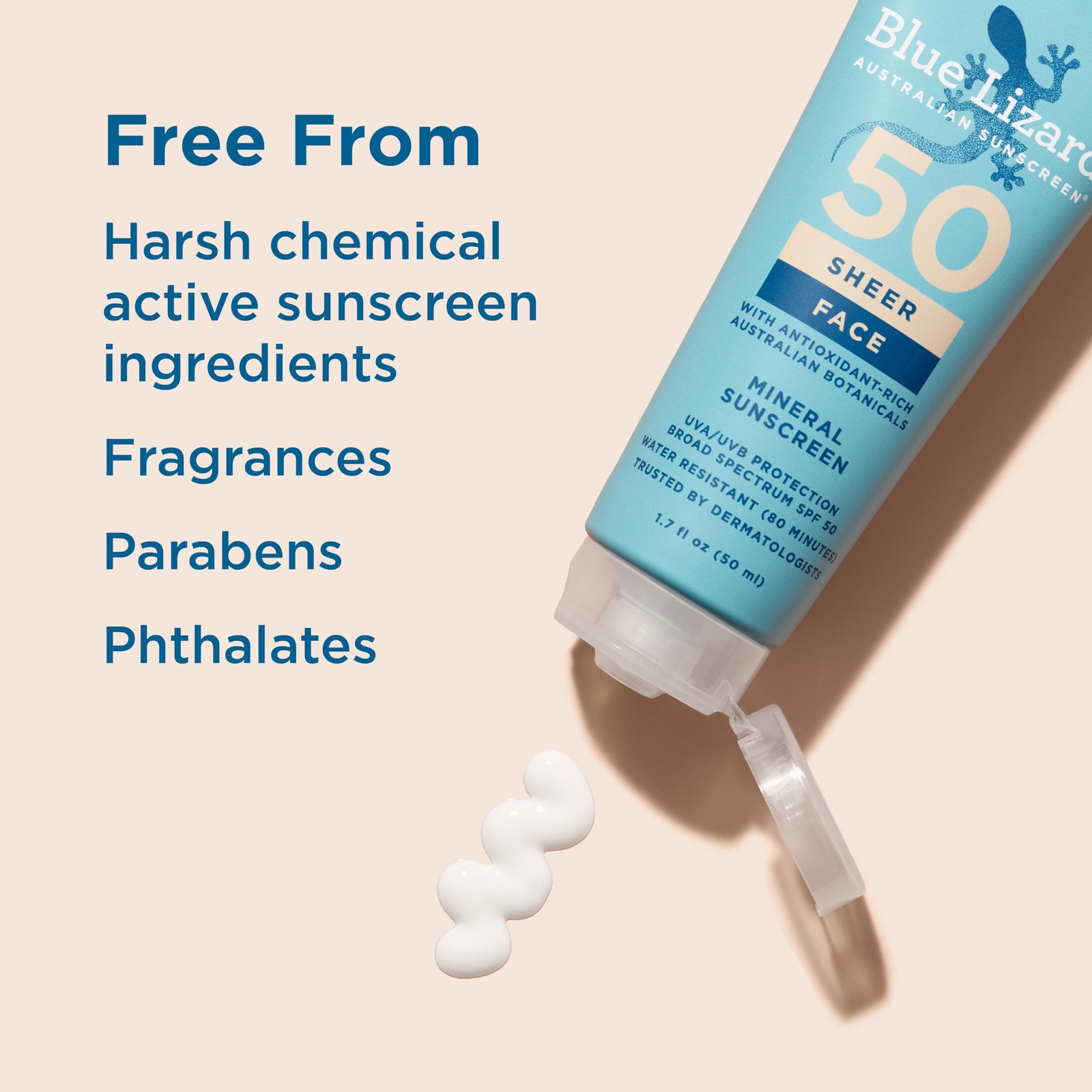 Blue Lizard Sheer Face Mineral SPF 50 Sunscreen 1.7 Fl Oz (Pack of 1),