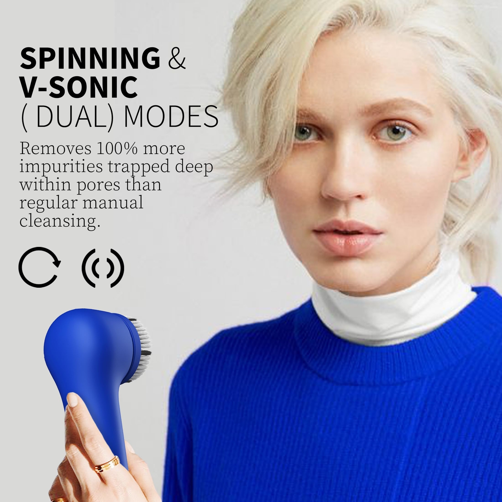 Spinning & V-Sonic Face Scrubber, 3.0 Facial Cleansing Brush, Waterproof & Re…