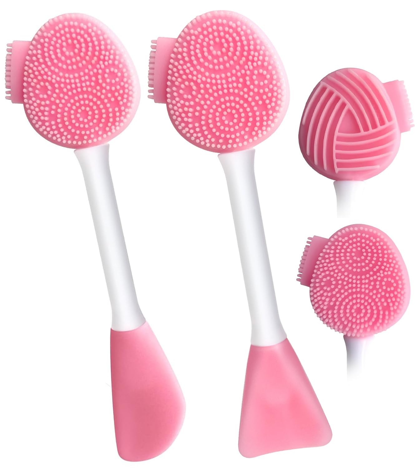 MUIIGOOD 2pcs Silicone Face Scrubber Mask Brush Exfoliating Pink