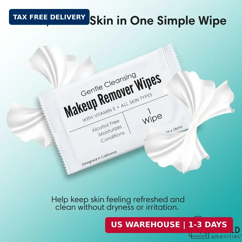 World Amenities – Bulk Makeup Remover Wipes 50 Count Individually Wrapped