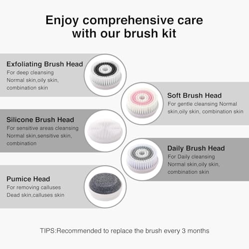 Electric Facial Cleansing Brush, 2-Way Rotating Face Scrubber for Black Color