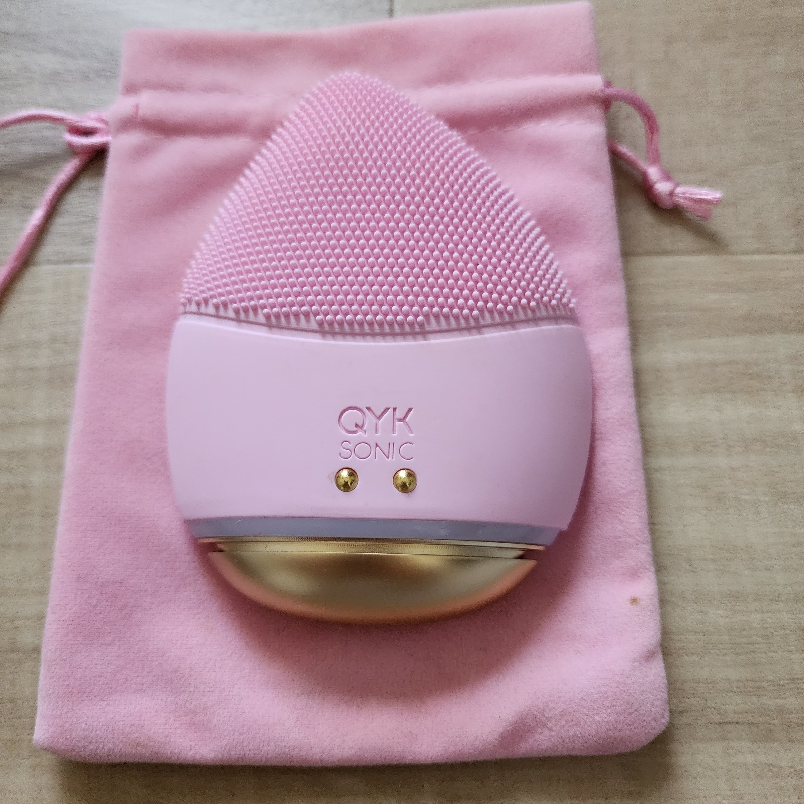 QYK Sonic Zoe Plus Wireless Silicone Electric Facial Cleansing Brush Pink/Gold