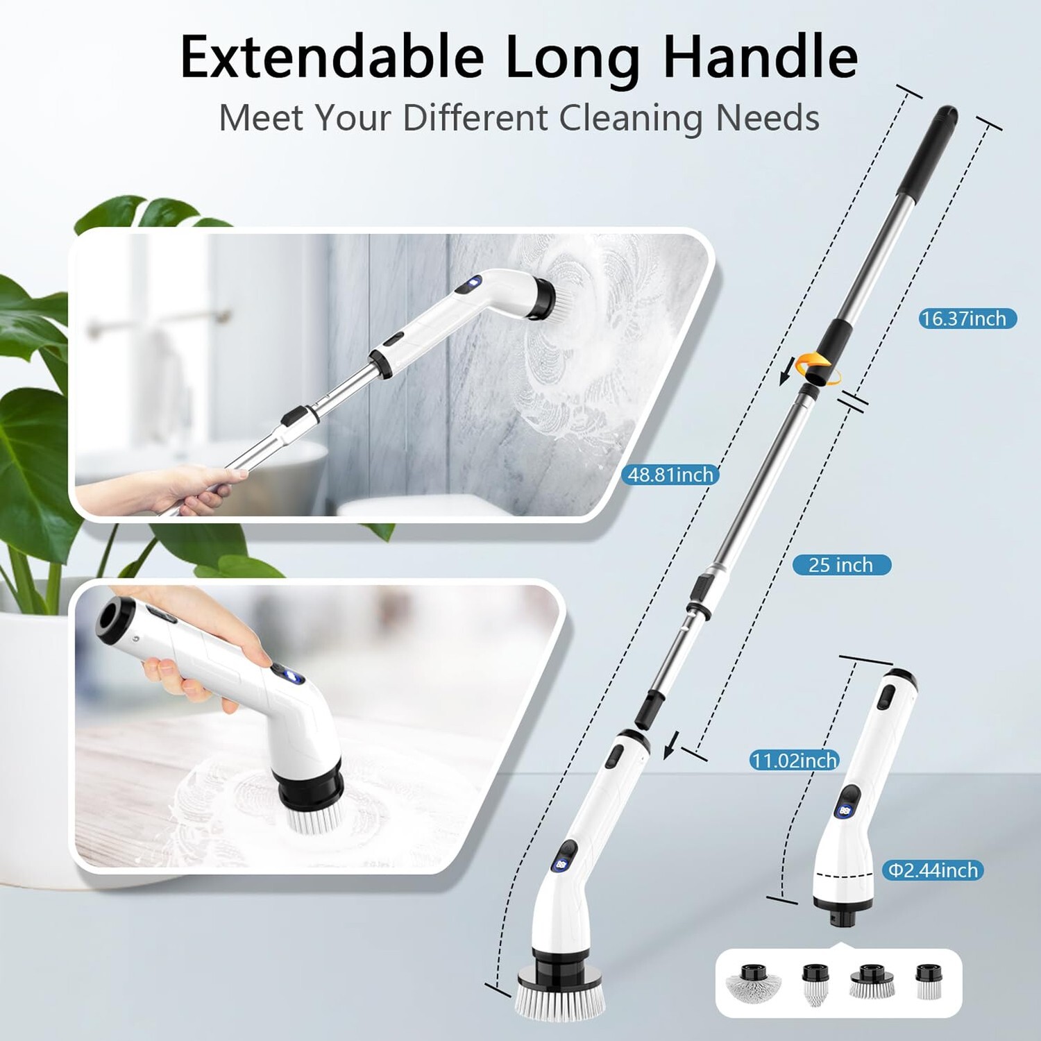 TUYU Electric Spin Scrubber, Full-Body IPX7 Waterproof Bathroom Scrubber with…