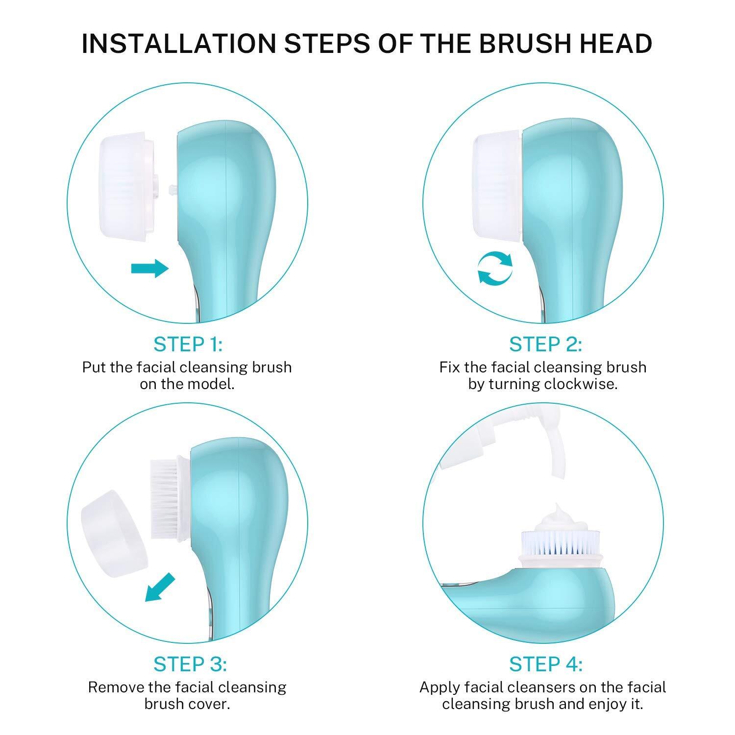 4-Pack Deep Pore Facial Cleansing Brush Heads Compatible Clarisonic Mia 2Pro