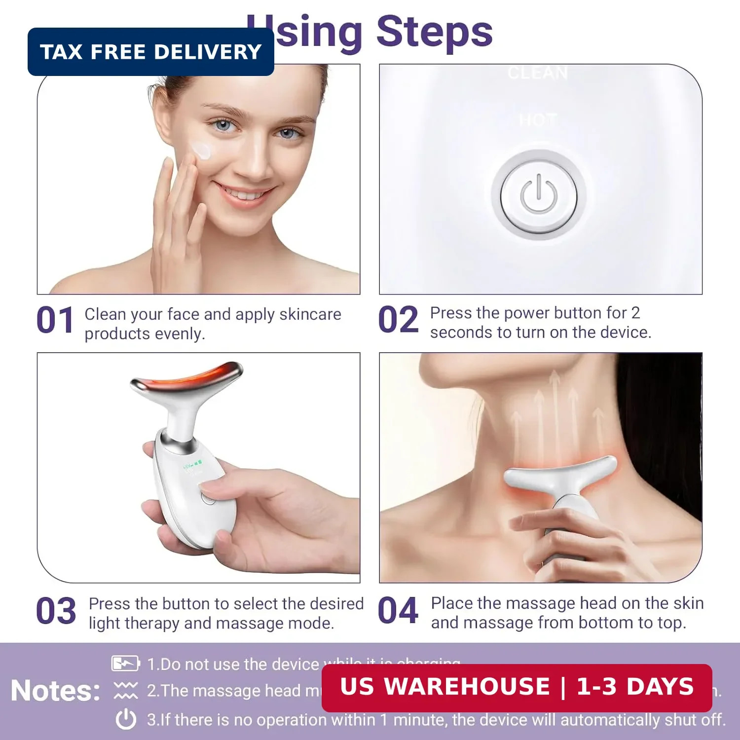 Neck Face Massager, Face Sculpting Tool, 3 Modes and Vibration for Facial Massag