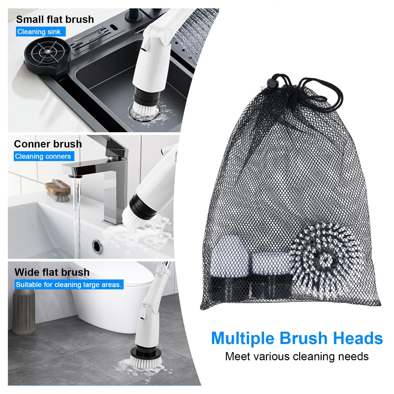 3 Pcs of Brush Heads,Replacement Brush Heads Set for Electric Spin Scrubber, Cor