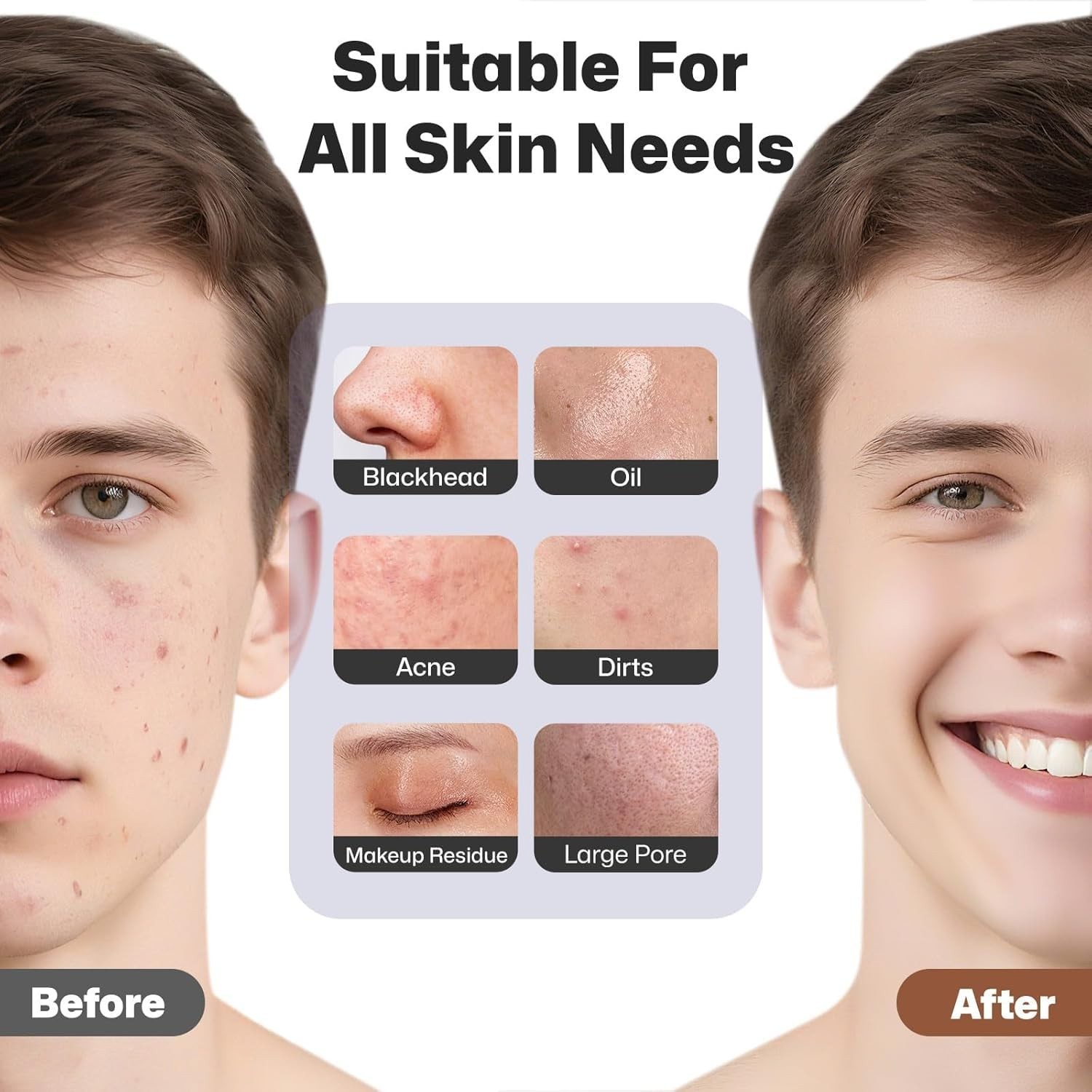 Rechargeable Silicone Facial Cleansing Brush with Heat Massage & Vibration, Wate