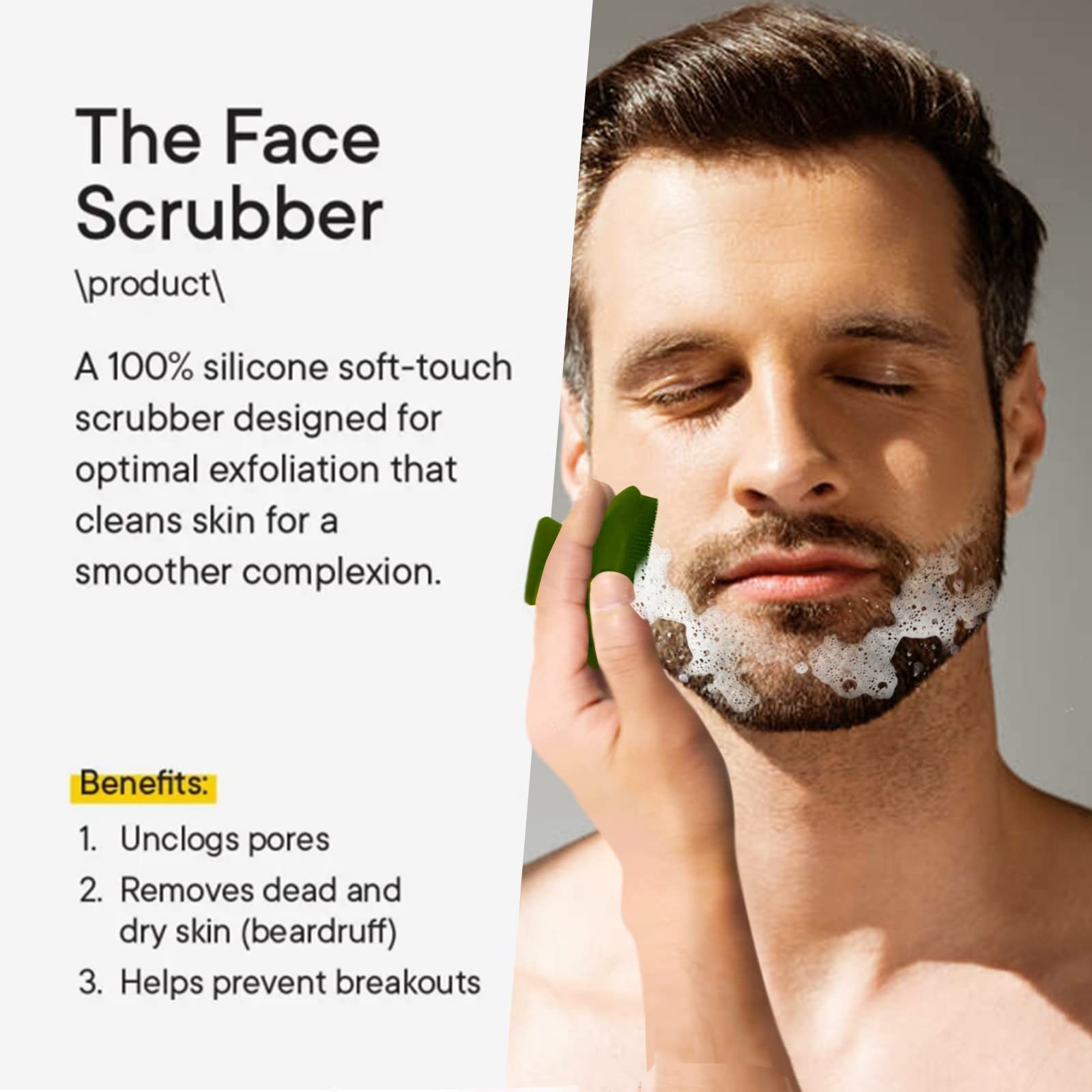 Silicone Face Scrubber for Men Facial Cleansing Brush B, Green