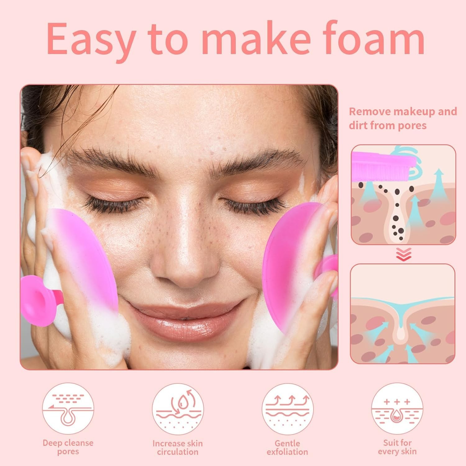 Complete 5-Pc Silicone Brush Set – For Perfect Facial Cleansing and Lip Care