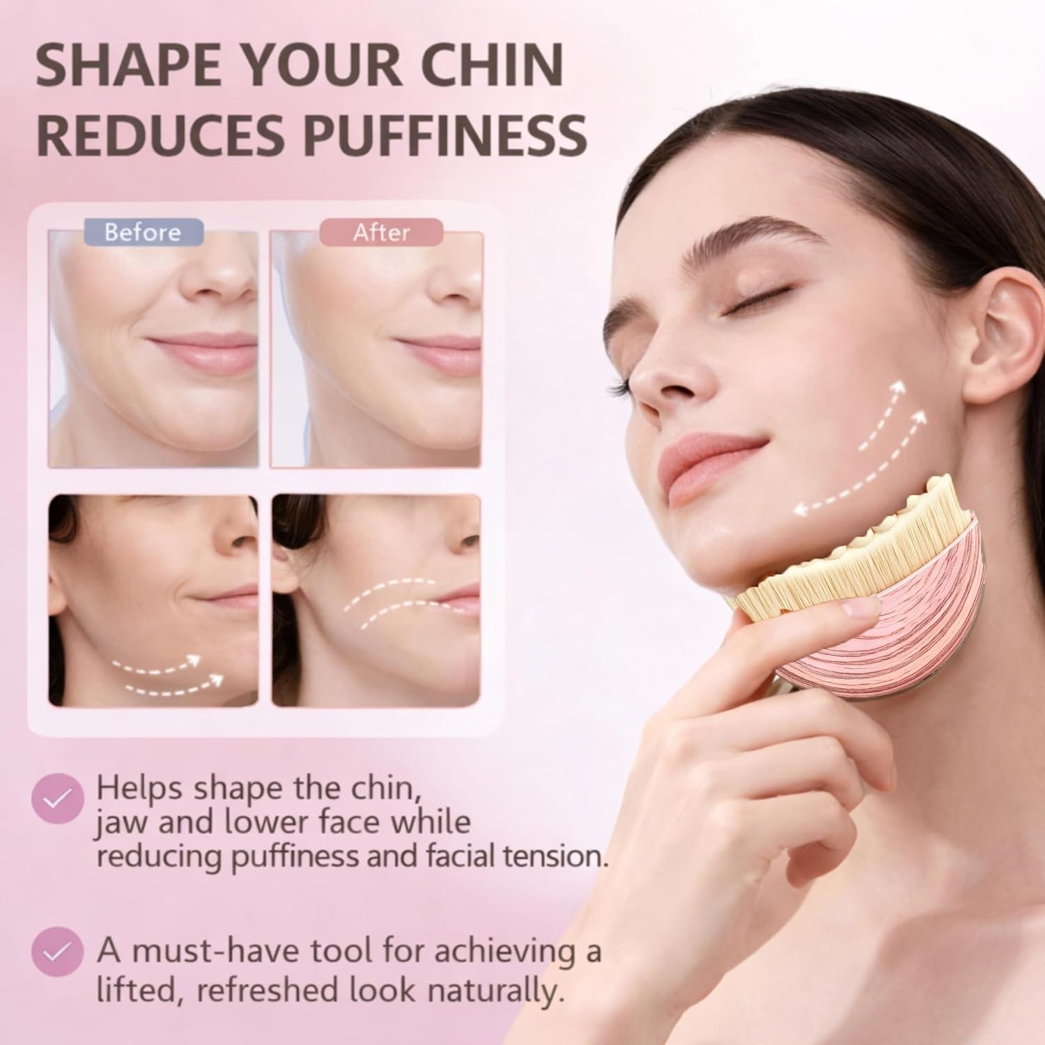 2PCS Lymphatic Contour Face Brush – Gua Sha Facial Massage Tool