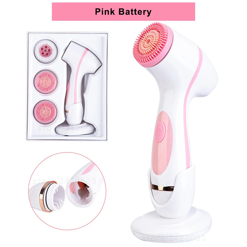 Portable 6-in-1 Sonic Facial Cleansing Brush, Silicone Waterproof Exfoliator