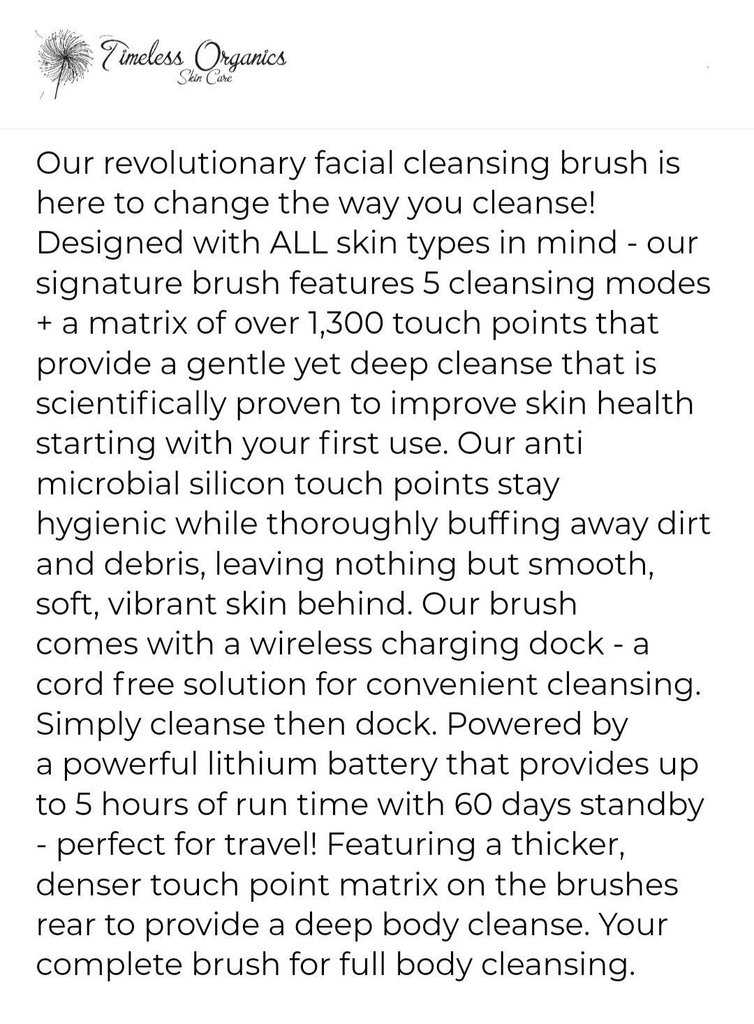 NEW Timeless Facial Cleansing Brush ~ Timeless Organics ~ Powder Pink ~ Wireless