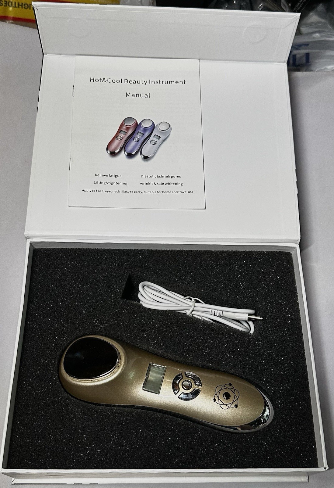 Hot Cold Facial Massager Sonic Vibration Face Lift Anti-Aging Wrinkle Reducer