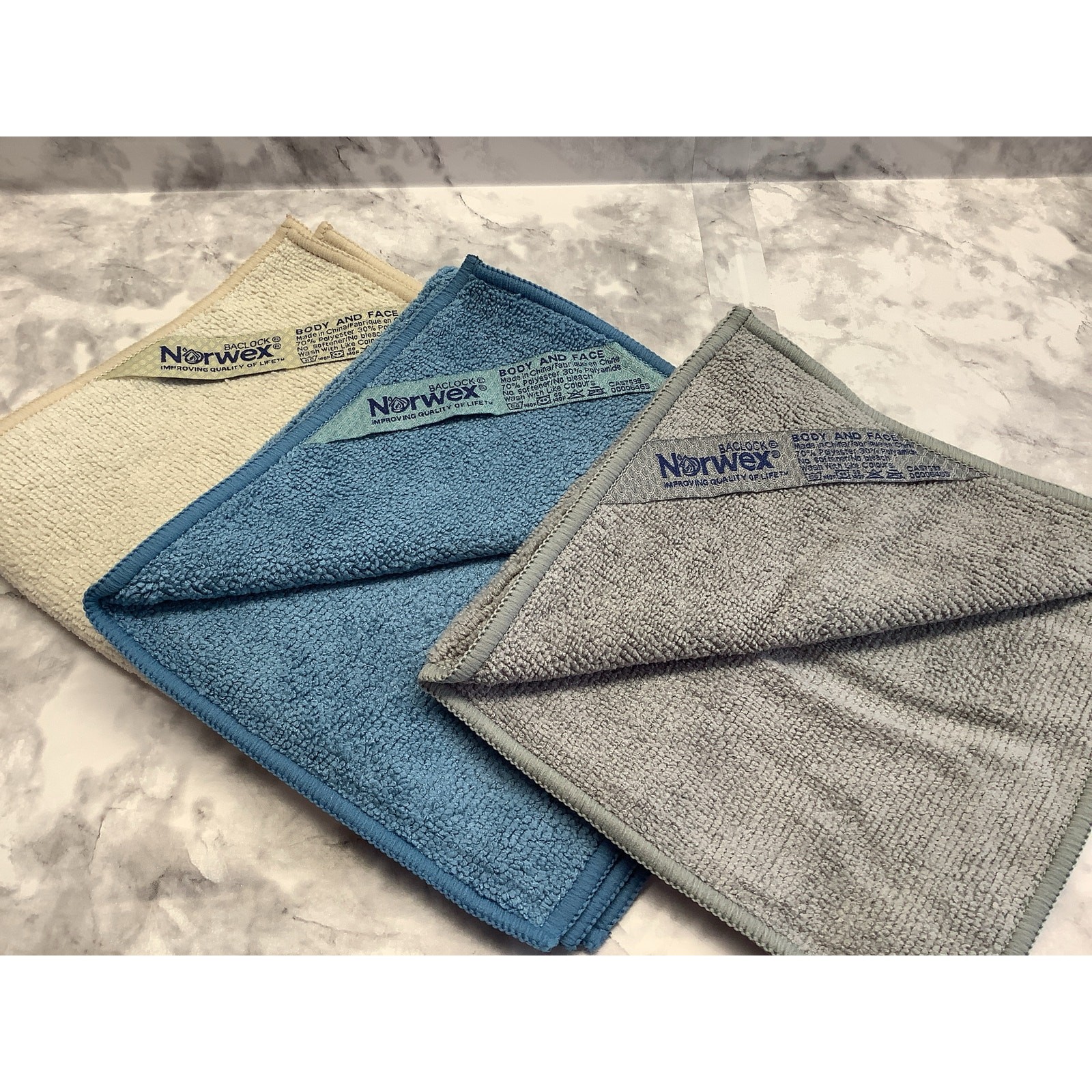 Norwex Coastal Face and Body Cloths – Set of 3 – NIP – 12.6″x12.6″