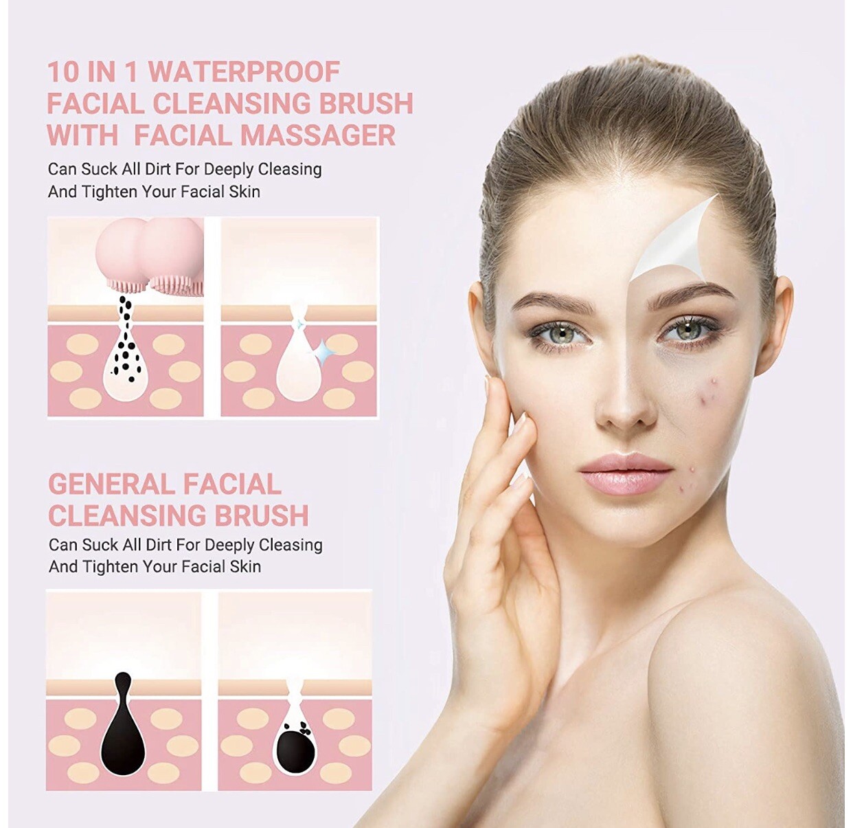 MelodySusie Facial Cleansing Brush, CAT PAW Sonic Facial Brush with Heat Massage