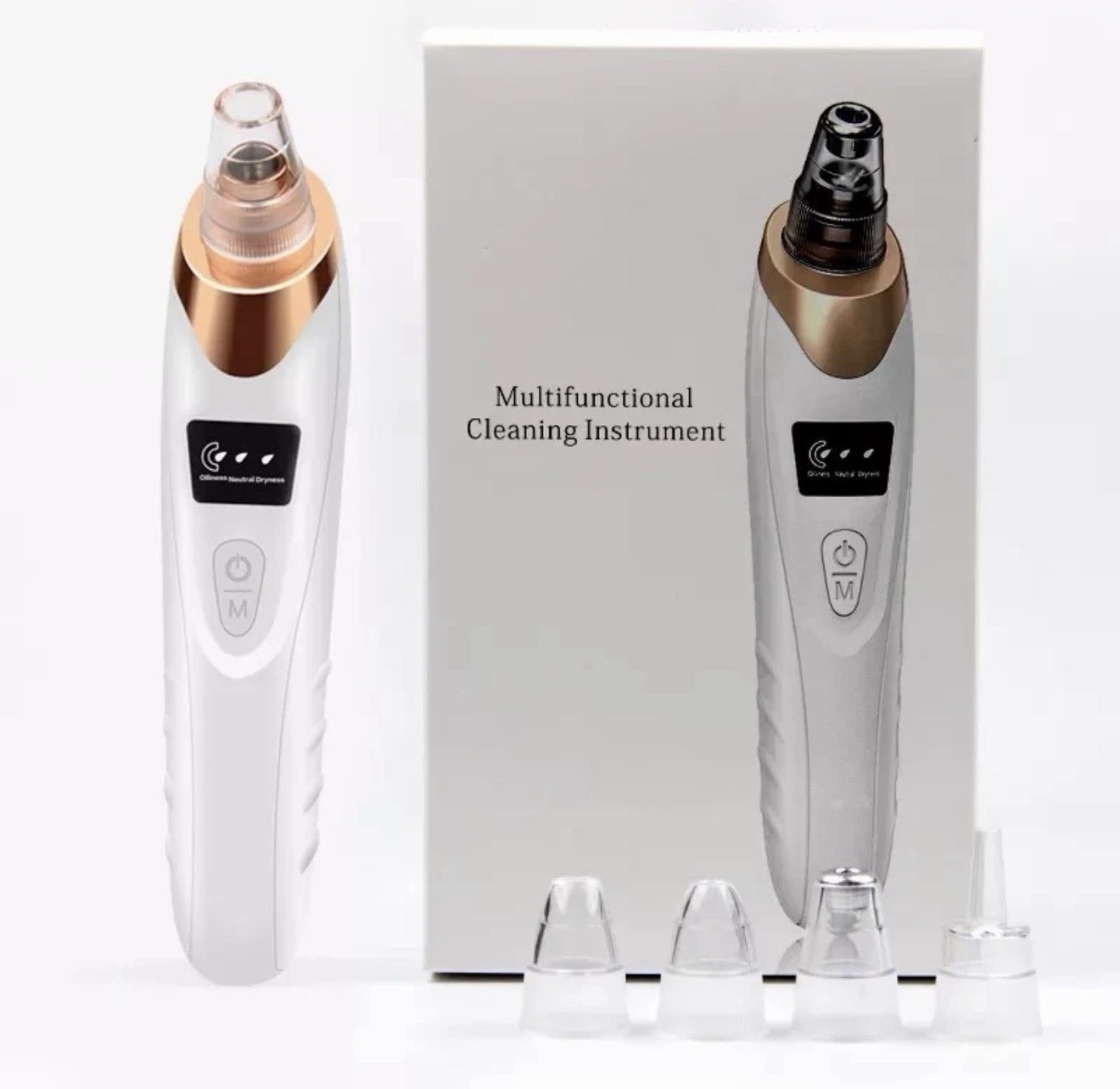 Electric Facial Brush Rechargeable LED Display 3 Speeds Replaceable Probe