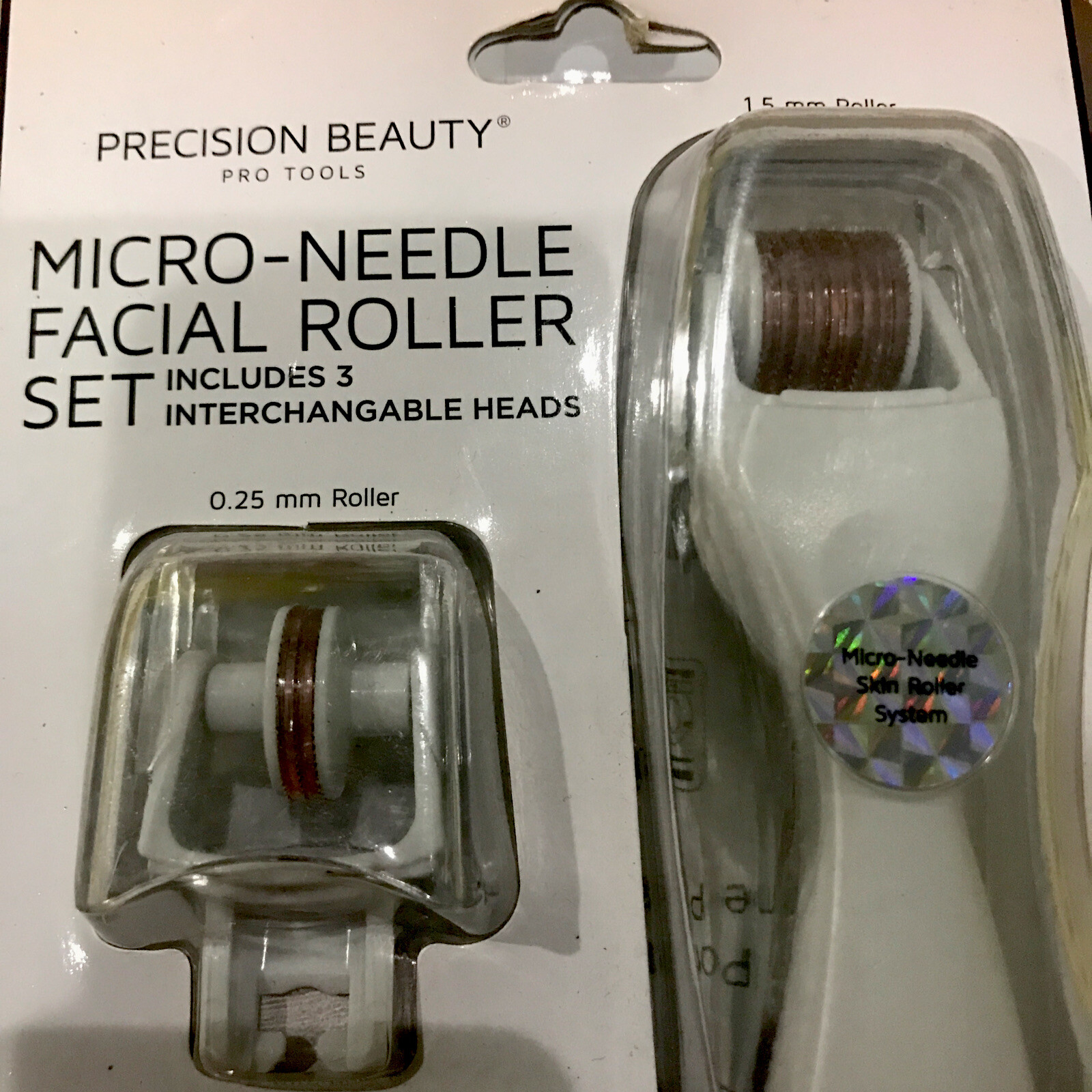 Precision Beauty Rose Quartz Facial Micro Needle Derma Roller Set with 3 Heads
