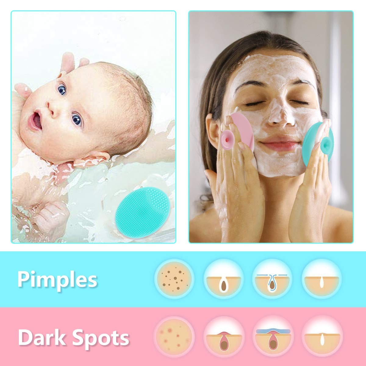 5PCS Silicone Scrubber Set, Lip Scrub 5 Piece 5 Pieces Rose Pink Green