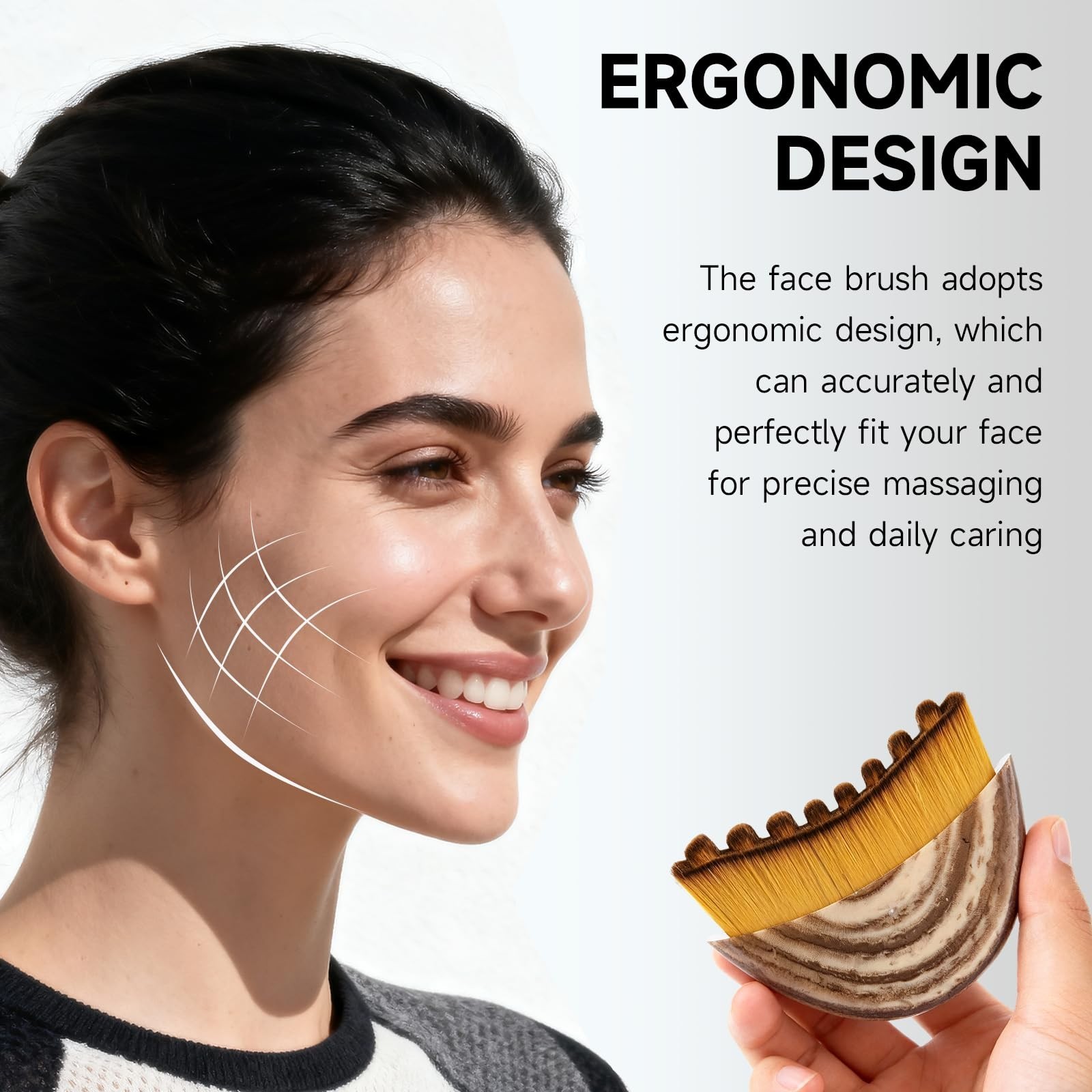 Lymphatic Contour Face Brush – Soft Ergonomic Facial Massage Tool for Drainage
