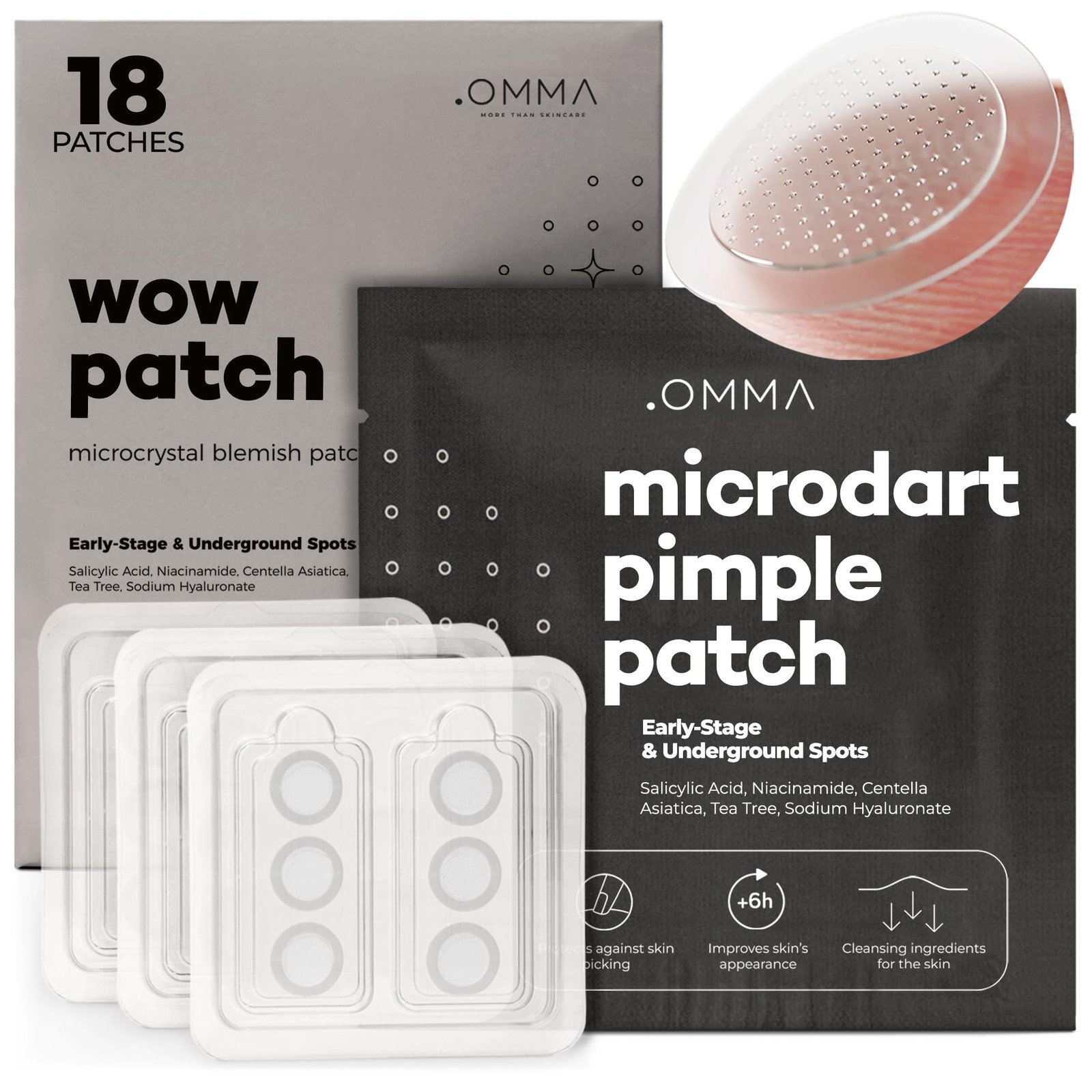 OMMA Korean Microdart Acne Patch, Cystic Treatment, 18 Count (Pack of 1)