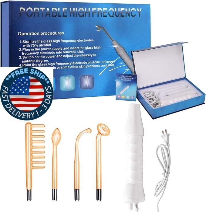 Máquina de varita facial portátil de alta frecuencia para el cuidado de la piel.