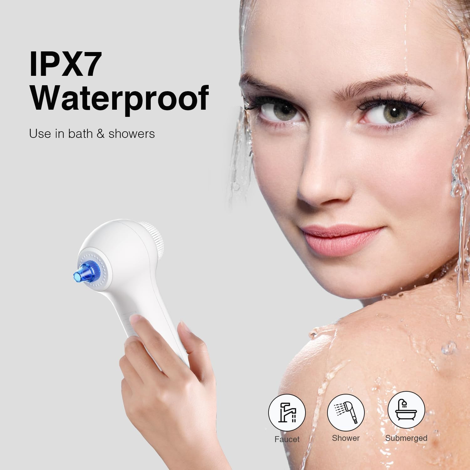 3 in 1 Facial Cleansing Brush & Blackhead Remover, Rechargeable Face Scrubber wi
