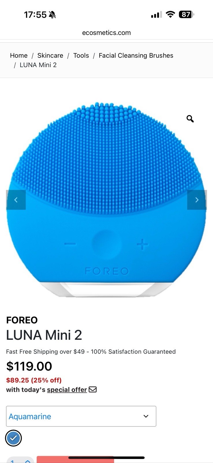 FOREO~Luna Fofo Facial Cleansing Brush in Aquamarine Blue~New in Sealed Case~