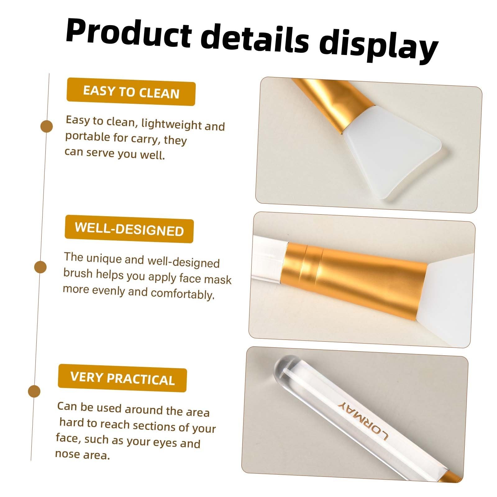 LORMAY Jelly Brush | 2 Pcs Silicone Face Mask Brushes (Tapered brush Gold