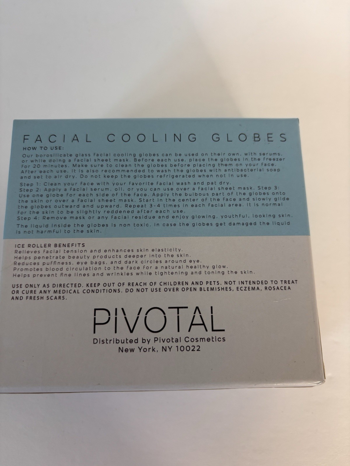 PIVOTAL Facial Cooling Globes Cooling Glass Facial Massager for Wrinkles Blue